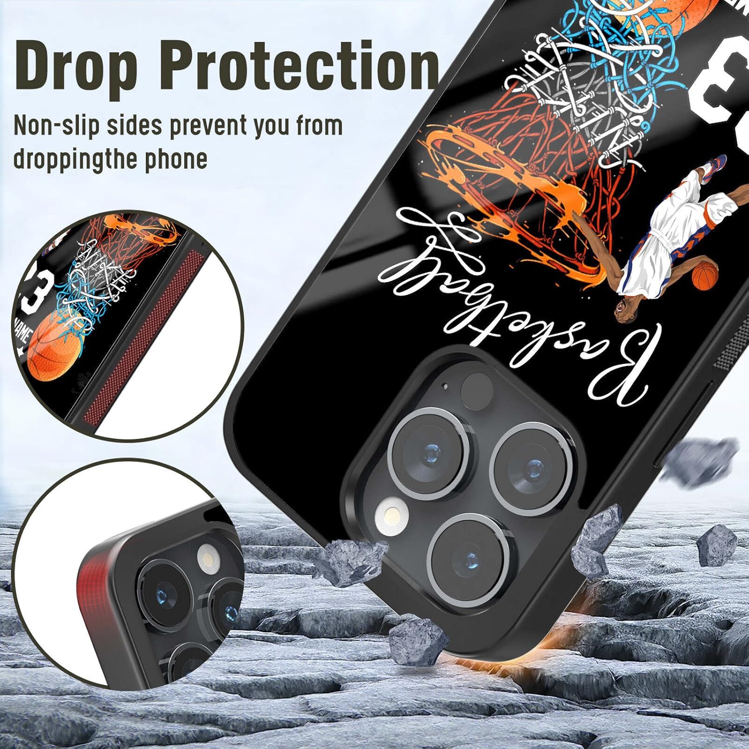 Fundas de teléfono de baloncesto personalizables con número de nombre  para iPhone 8 11 12 13 14 15 Pro Max Plus Mini X, para Samsung A02 A03 A10