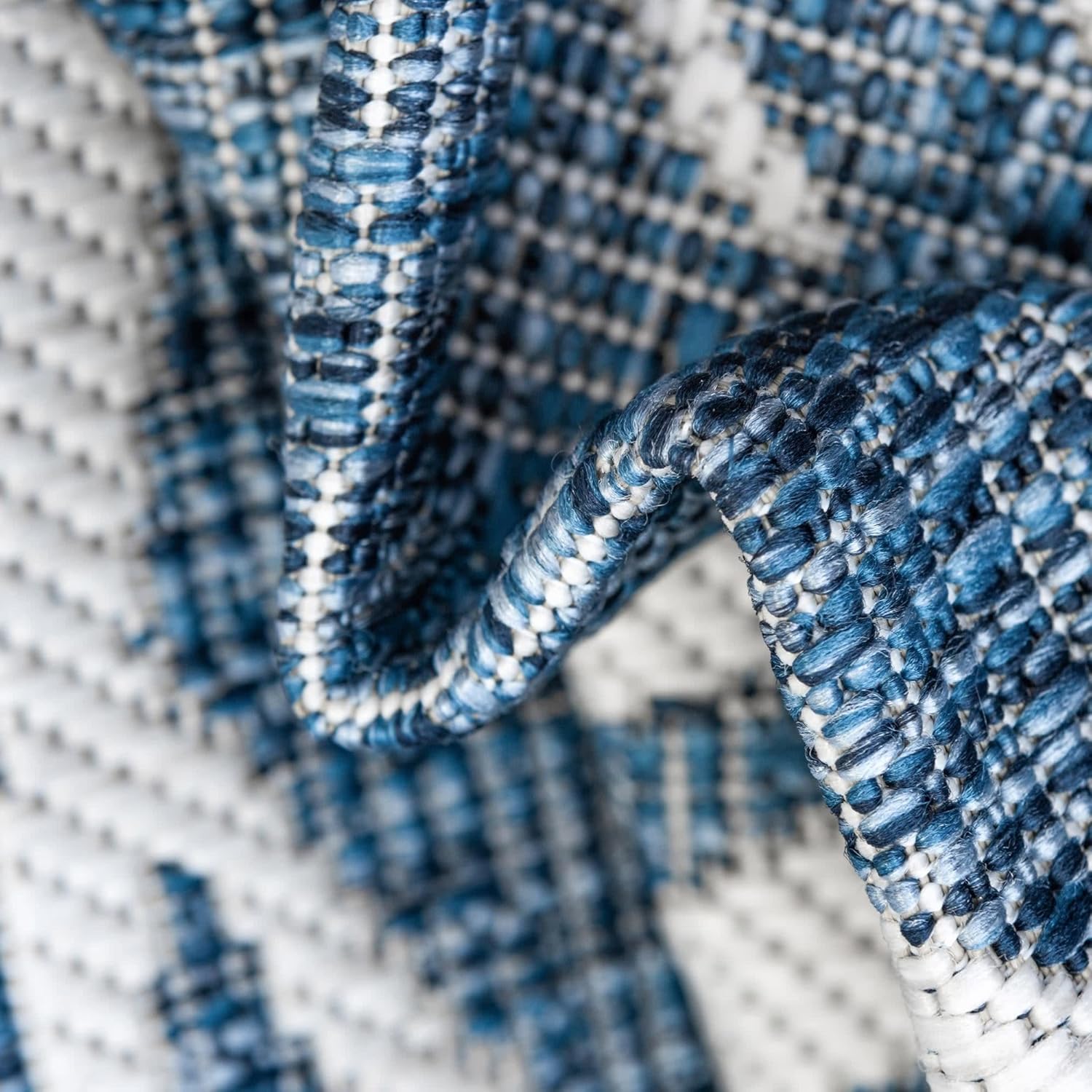 Unique Loom – Tapete de la colección Outdoor Botanical, diseño de palmera (5.1pies x 8pies, rectangular, color azulazul marino)