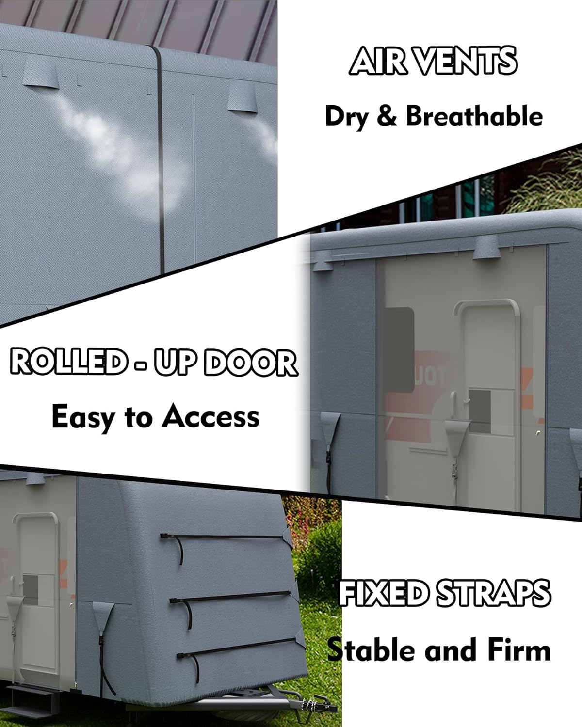 Cubierta de remolque de viaje de alta resistencia, extra gruesa, impermeable y anti-UV, panel superior de 6 capas, cubierta reforzada a prueba de