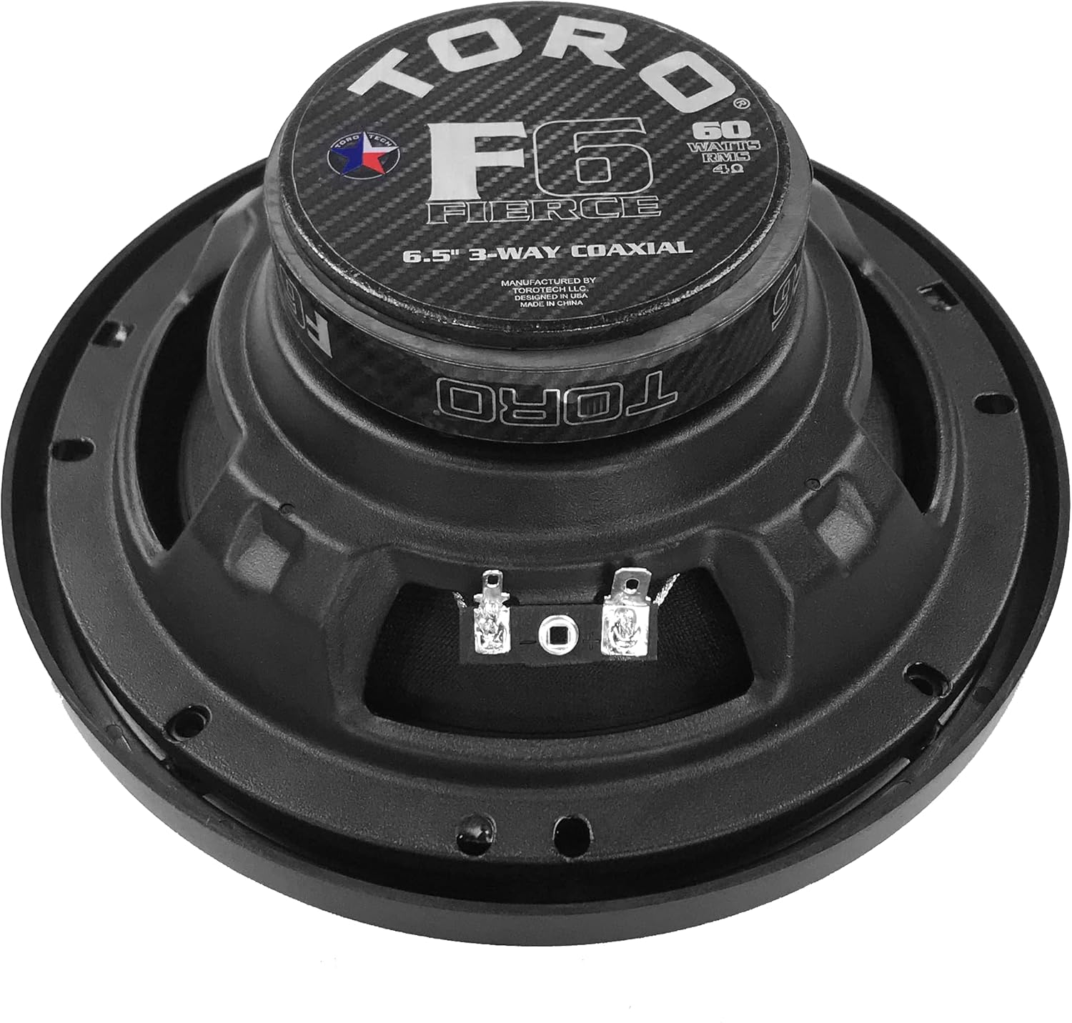 TORO TECH  F6, 6.5 Inch 3-Way Coaxial Car Speaker Set – 120 Watt MAX  60 Watts RMS, Ferro Fluid Tweeters, 4 Ohm, 1 KSV Voice Coils. Two Speaker Set
