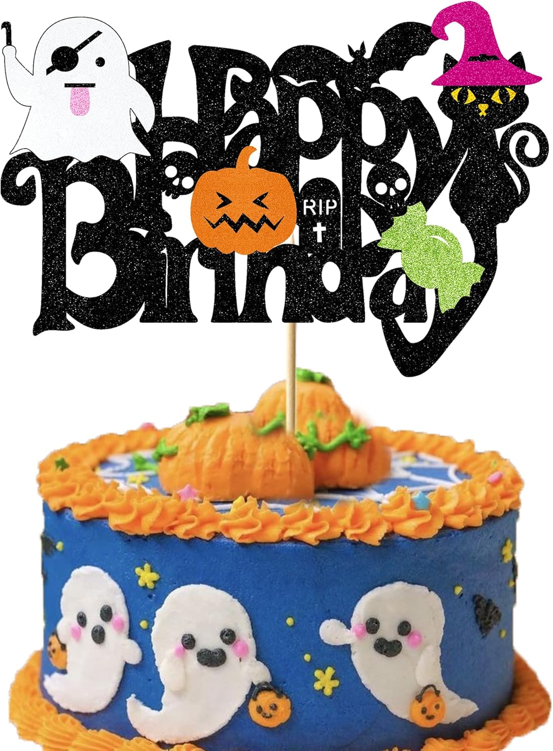 Finestore168 – Decoración para pastel de cumpleaños de Halloween, calabaza, fantasma, caramelo, decoración de Halloween, suministros de fiesta de