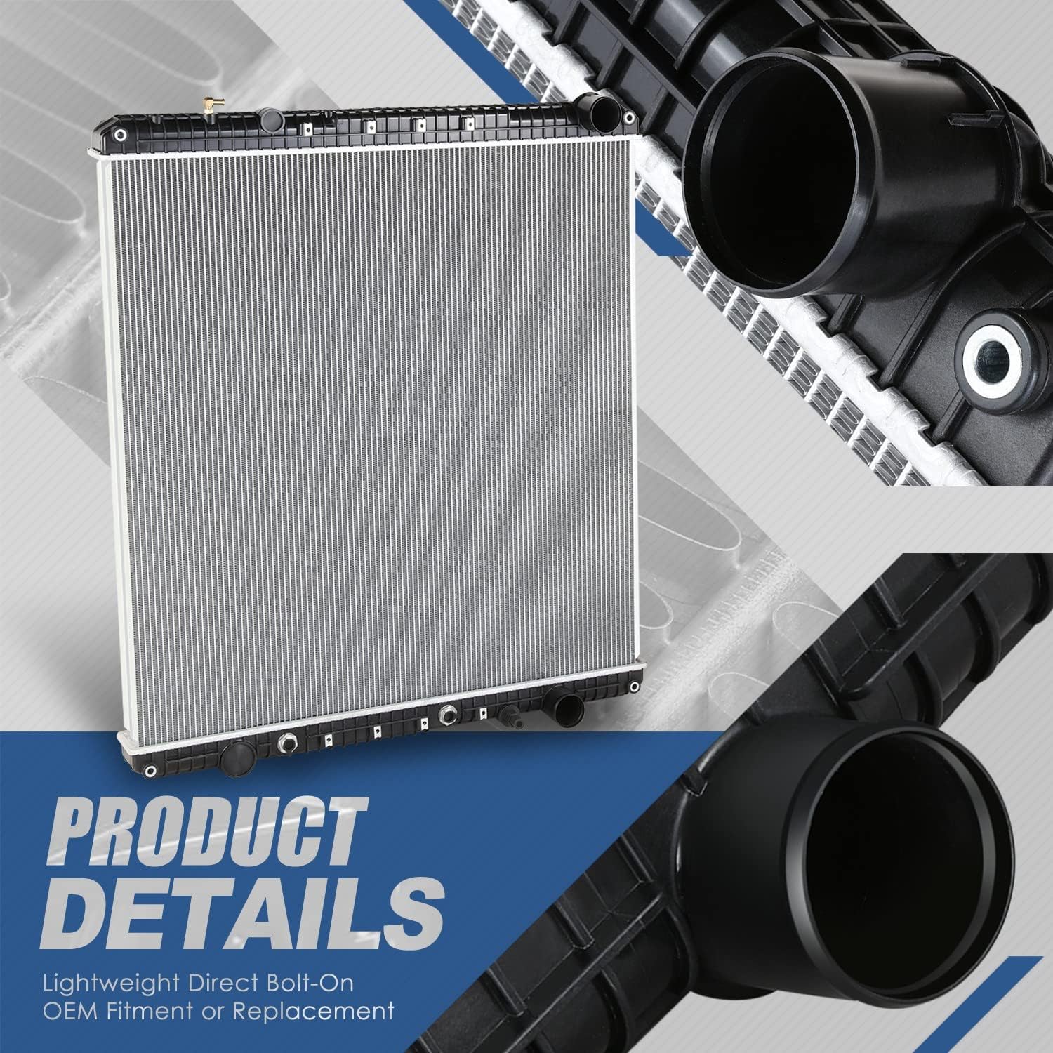 Auto Dynasty Radiador de enfriamiento de 2 filas de estilo fábrica compatible con camiones Freightliner Classic Cascadia M2 112 2008-2013, núcleo de