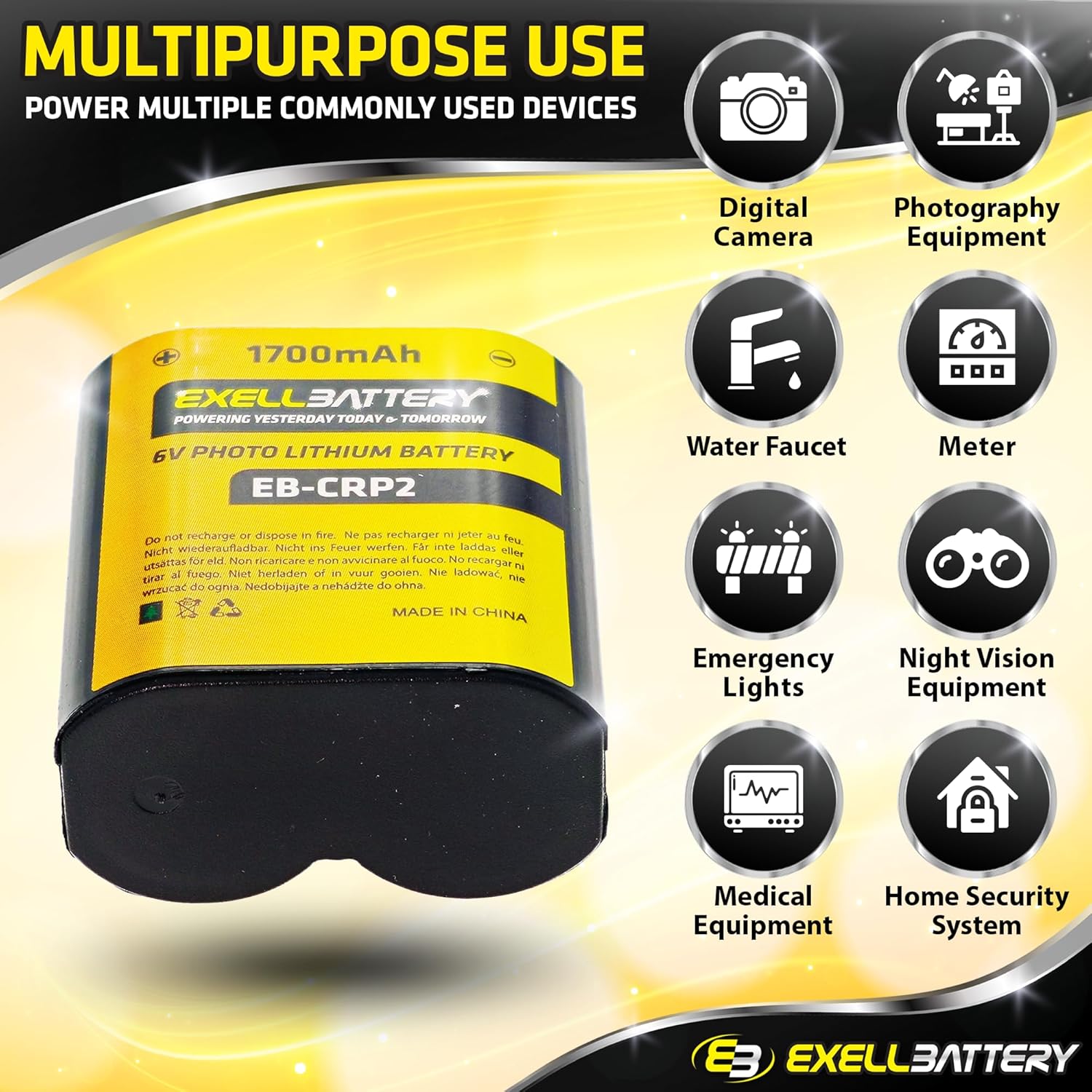 EXELL CR-P2 6V 1700mAh (mayor capacidad en el mercado) Batería de litio compatible con cámaras digitalesanalógicas, accesorios