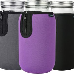 Beautyflier Tarros Mason de boca ancha de 64 onzas, frasco grande de 64 onzas, aisladores de boca ancha, tarros de medio galón, frasco de Beautyflier Tarros Mason de boca ancha de 64 onzas, frasco grande de 64 onzas, aisladores de boca ancha, tarros de medio galón, frasco de