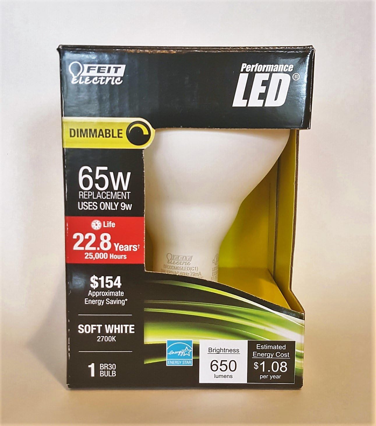 Feit Electric Br30dmledg2 Bombilla reflectora LED, 9 W, 120 V