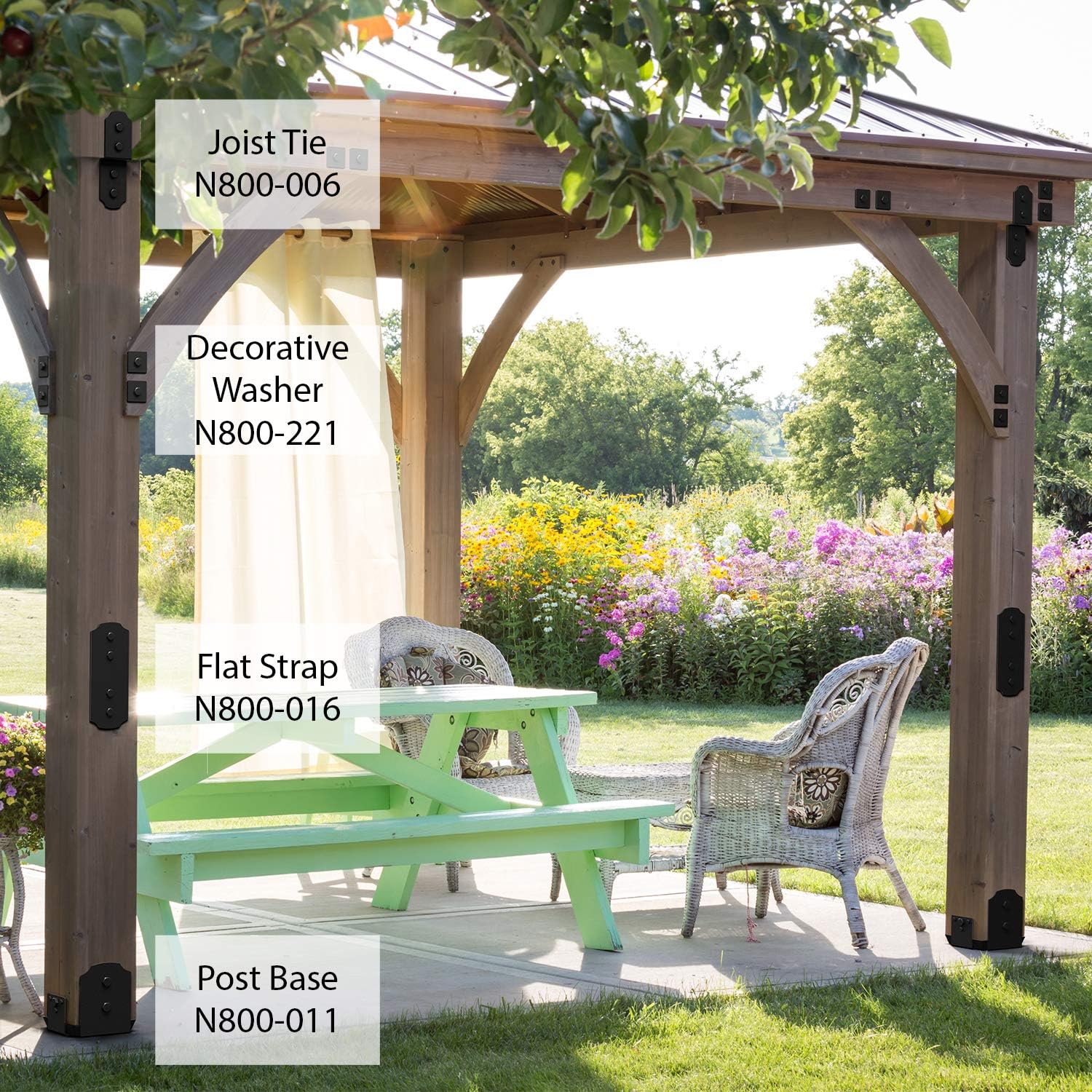 National Hardware N800-011 Base de poste estructural Refuerzo de hardware al aire libre para buzones pérgolas y gazebos Uso 6×6 madera instalar en
