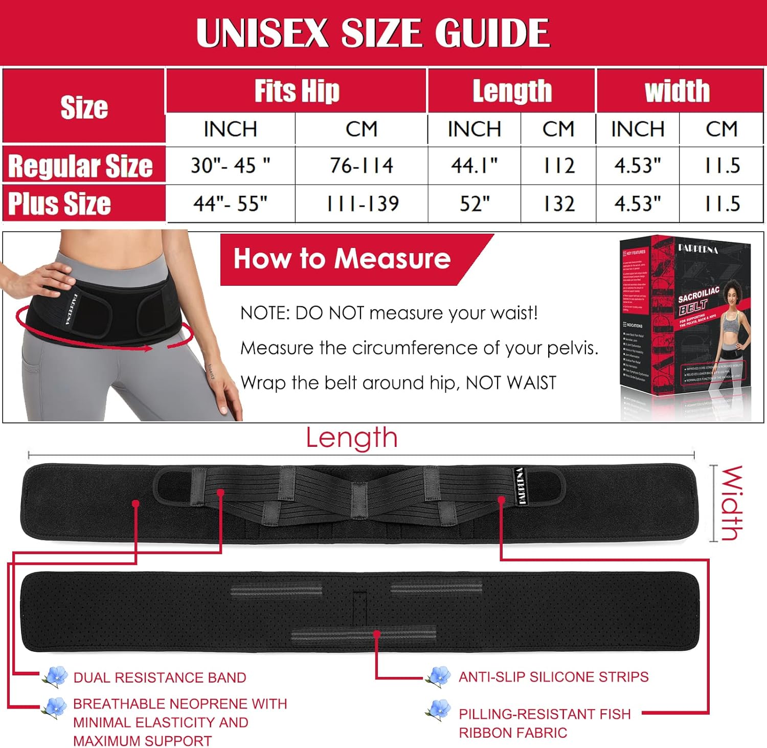 Sacroiliac SI – Cinturón de cadera para mujeres y hombres, cinturón de cadera SI para articulaciones, soporte de espalda baja, soportes de cadera