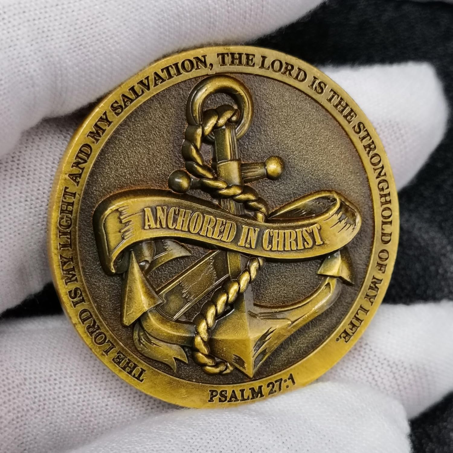 Moneda de desafío anclada en Cristo, símbolo de fe y fuerza, ficha de abrazo de bolsillo cristiana (paquete de 3)