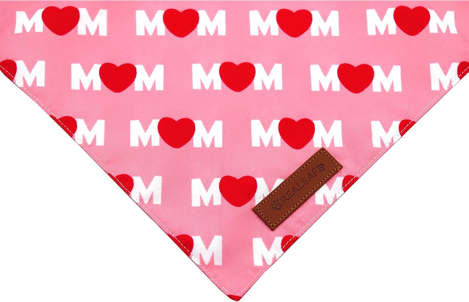 Realeaf Pañuelos para el día de la madre, 2 unidades, bufanda reversible para mascotas con texto en inglés “I Love My Mom” para niños y niñas, tela