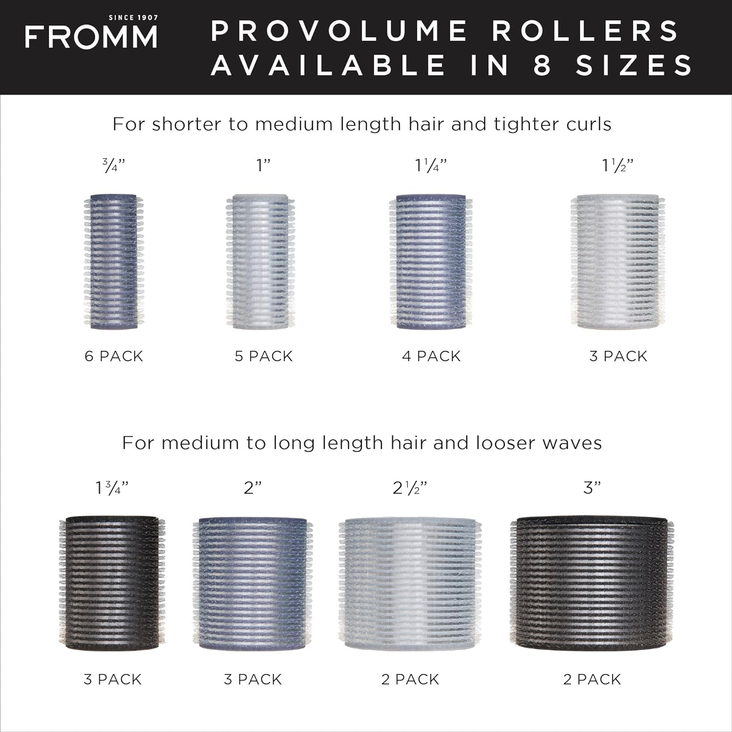Fromm ProVolume – Rodillos térmicos iónicos de cerámica de 3 pulgadas, 2 unidades, rizadores de pelo grandes de calidad de salón para cabello largo