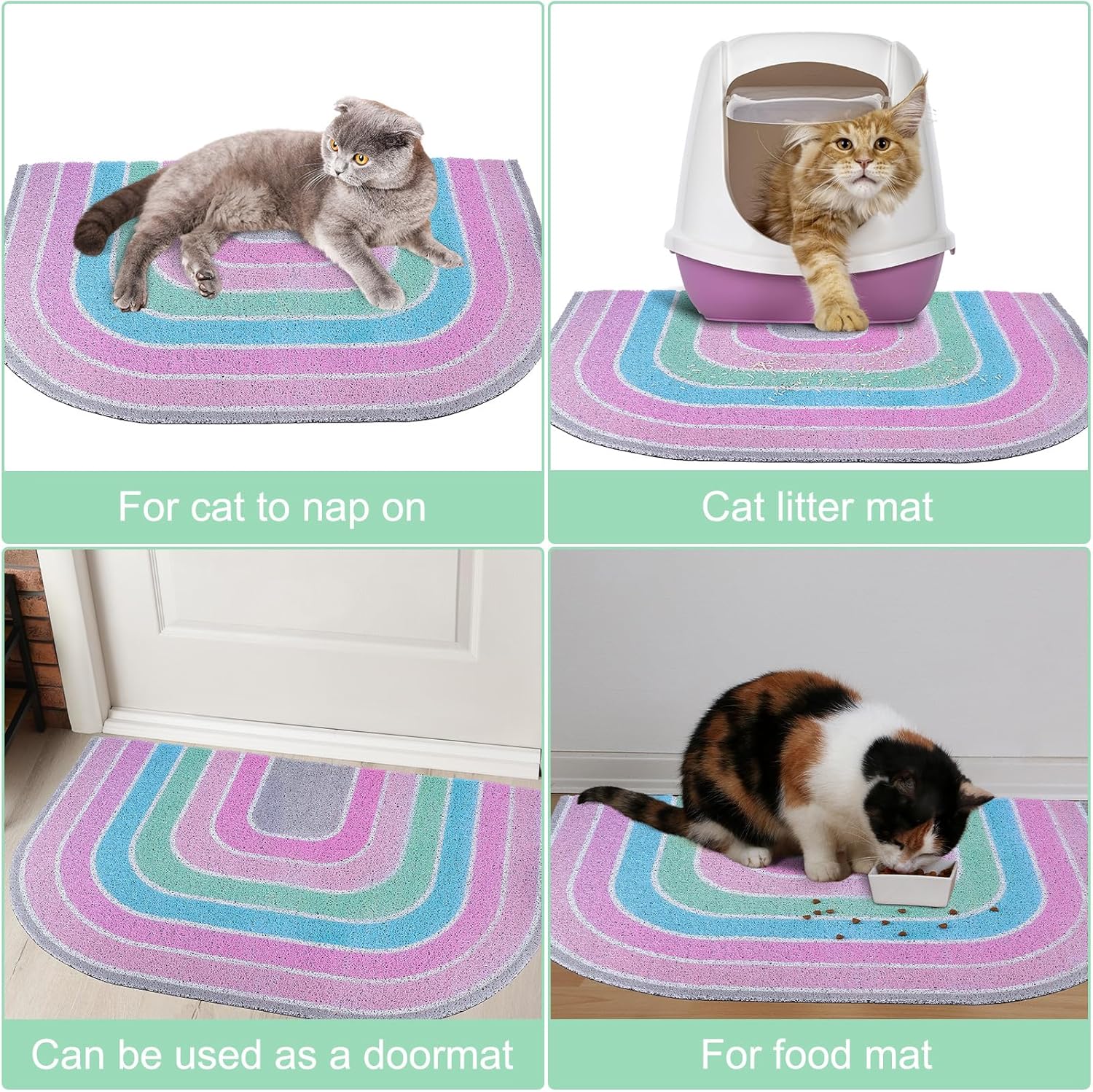 Alfombrilla de arena para gatos, alfombrilla de calidad grande antideslizante para arena para gatos, alfombra de atrapamiento de arena suave y