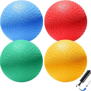 SPORTIC Pelota de juego de 8.5 pulgadas, paquete de 4 pelotas de patio de recreo con bomba de aire, pelotas de Dodge para niños y adultos, divertido SPORTIC Pelota de juego de 8.5 pulgadas, paquete de 4 pelotas de patio de recreo con bomba de aire, pelotas de Dodge para niños y adultos, divertido