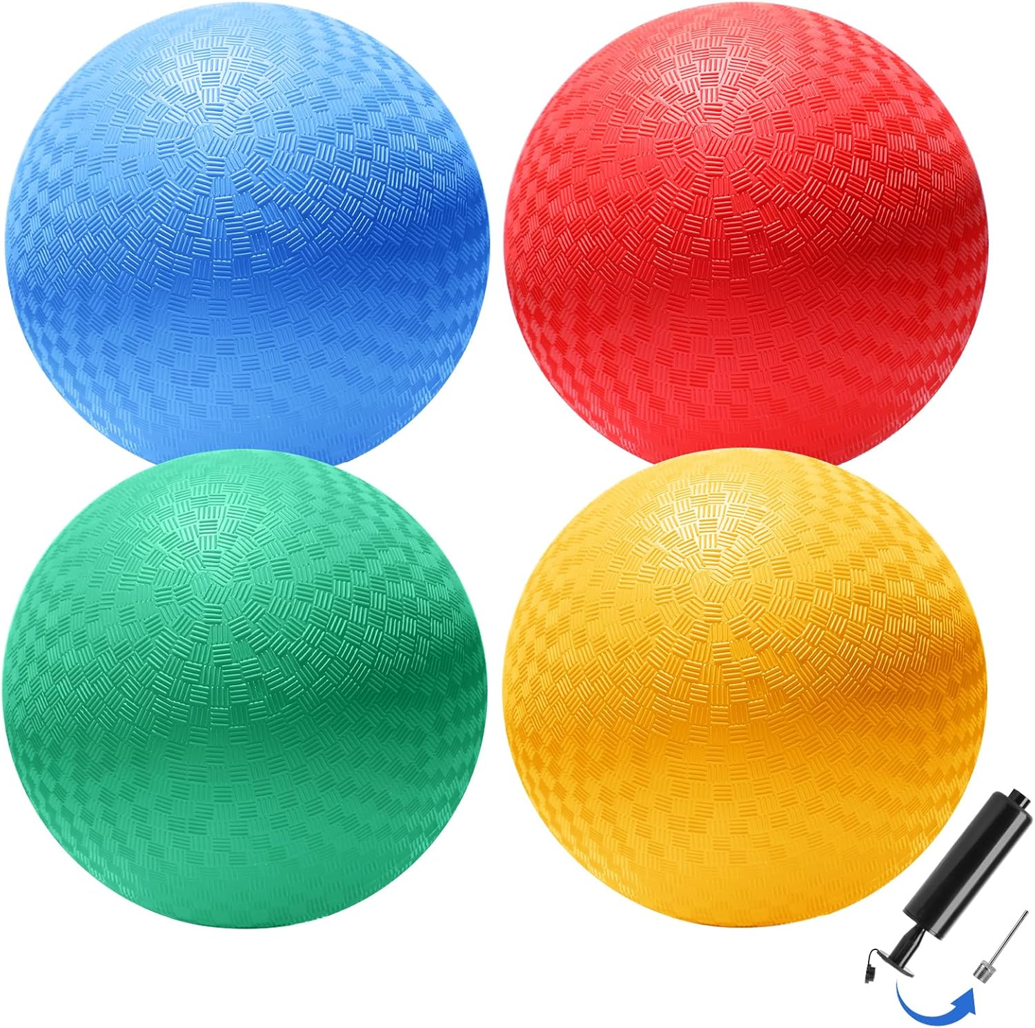 SPORTIC Pelota de juego de 8.5 pulgadas, paquete de 4 pelotas de patio de recreo con bomba de aire, pelotas de Dodge para niños y adultos, divertido