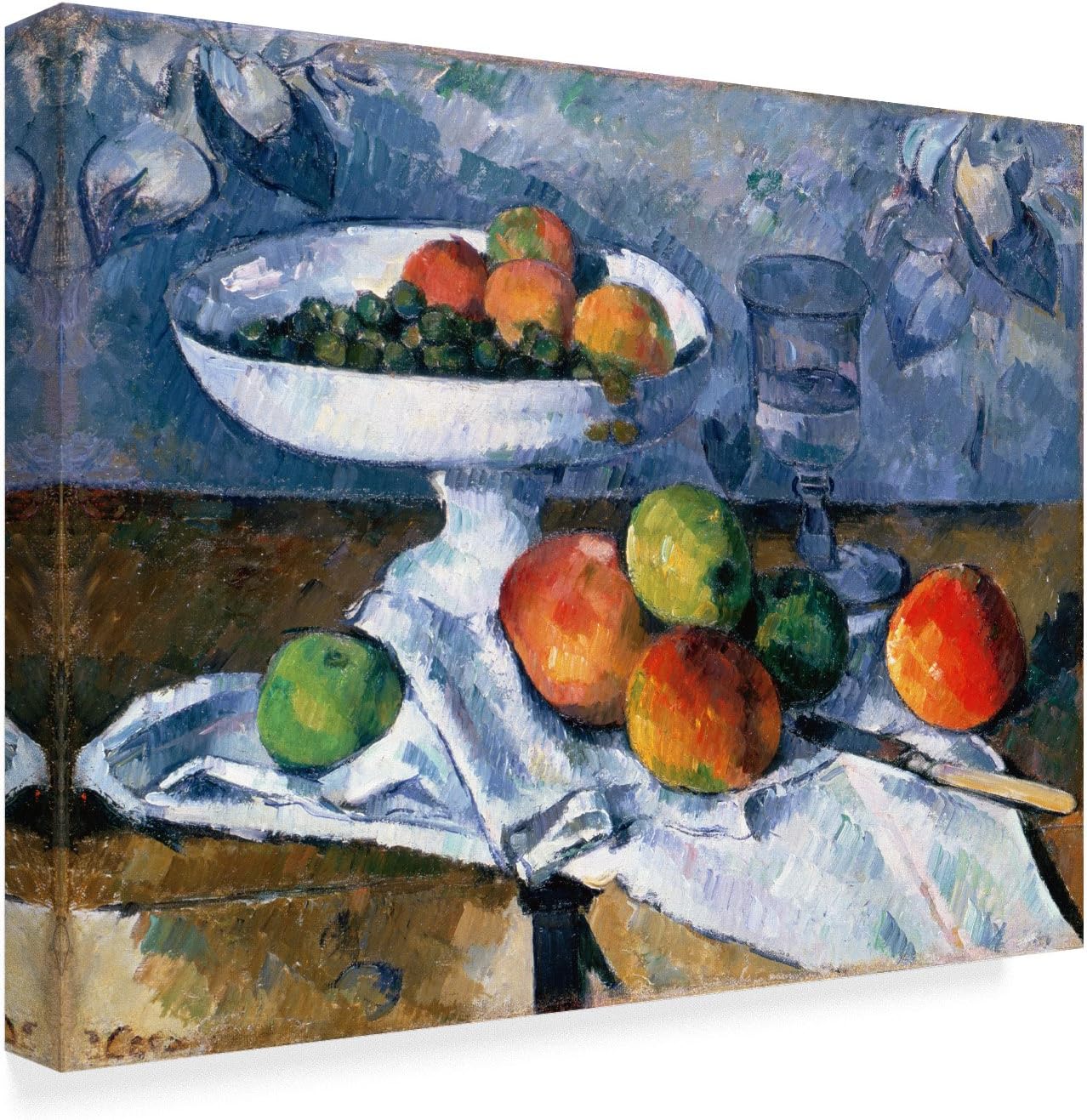 Trademark Fine Art Bodegón con plato de frutas por Paul Cezanne, 14 x 19 in, Multicolor