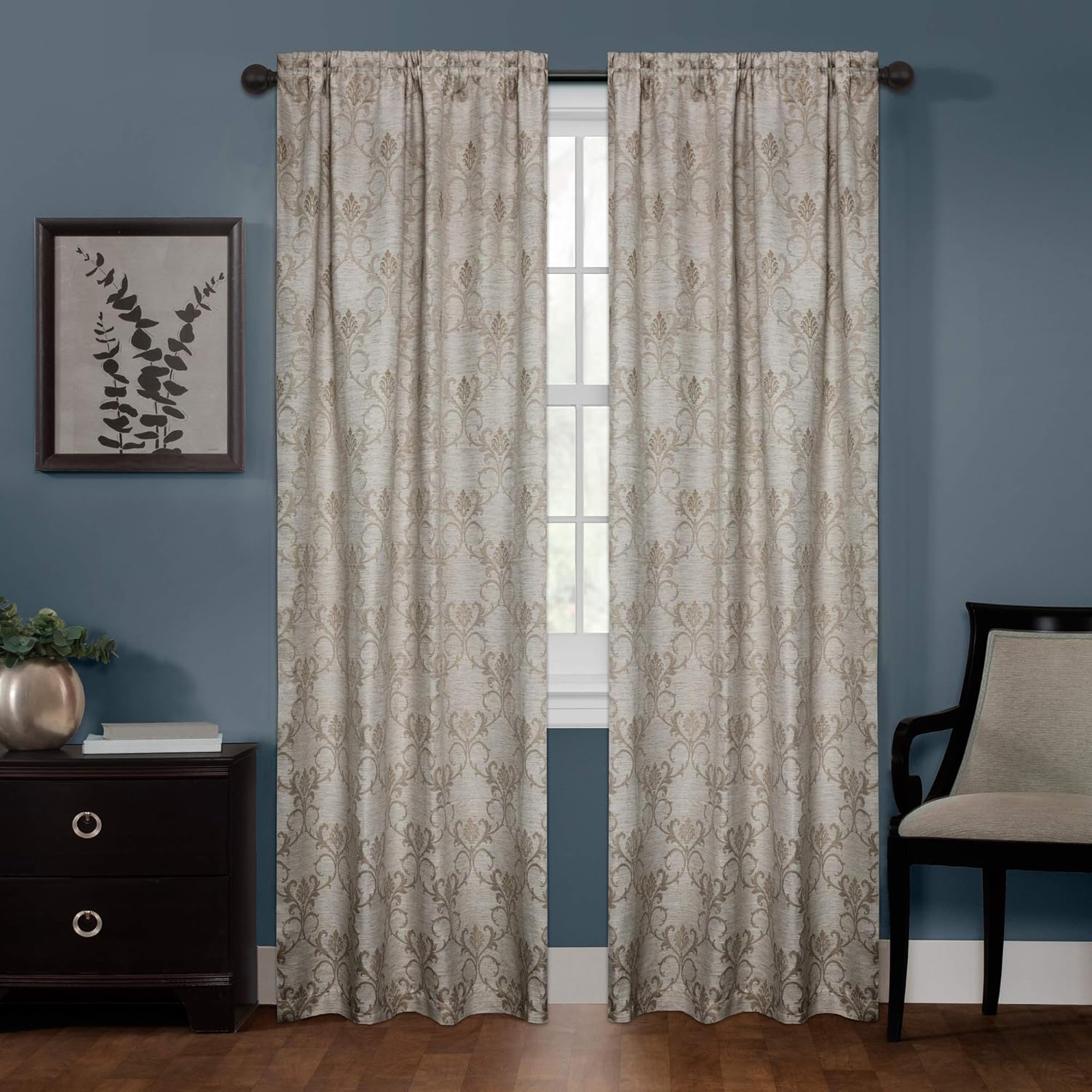 Zenna Home Smart Curtains – Cortina de ventana 100 % opaca, bloqueador de luz de damasco (1 panel), 40 x 84 pulgadas, color marrón