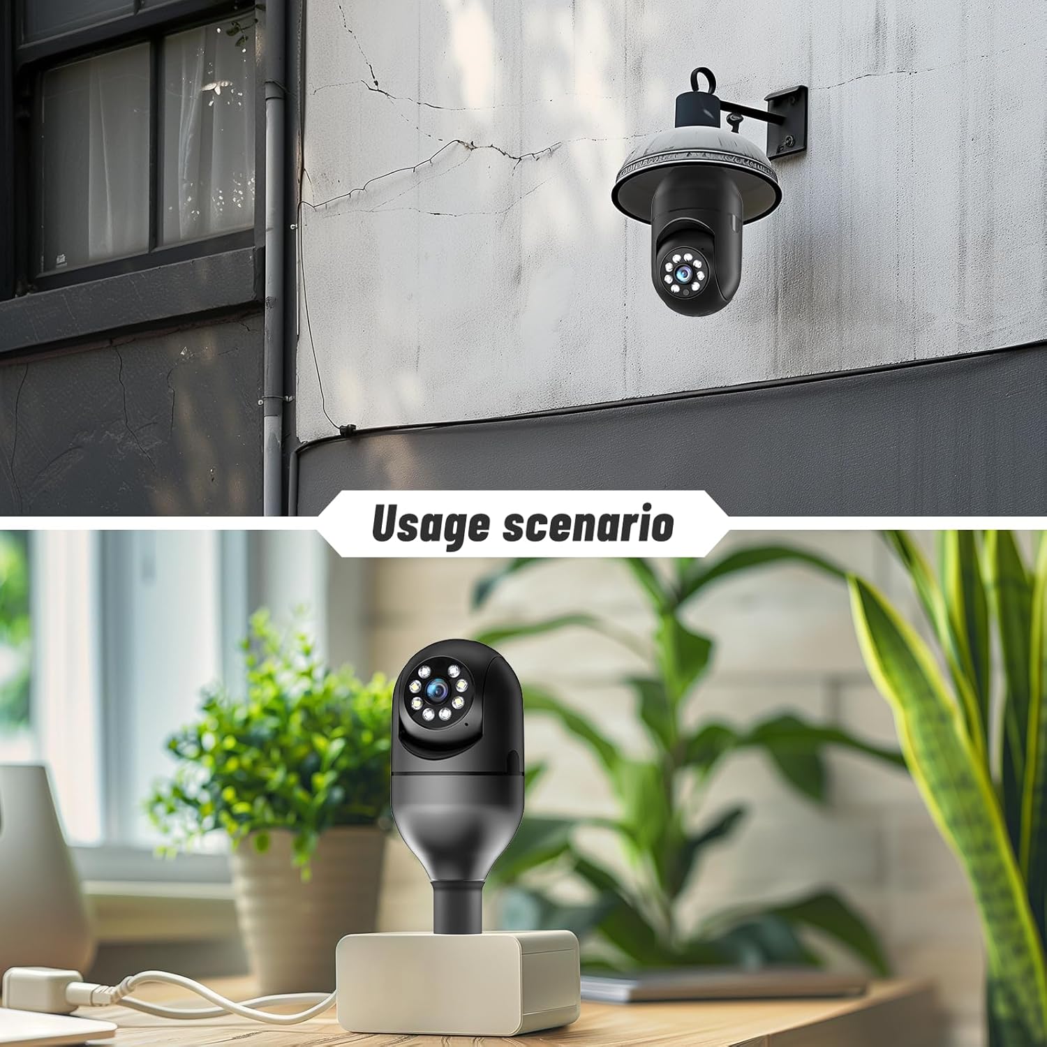 Cámara de seguridad de bombilla 5G WiFi 2K toma de luz Cámaras de seguridad inalámbricas al aire libre EseeCloud, cámara de ojo de águila 360