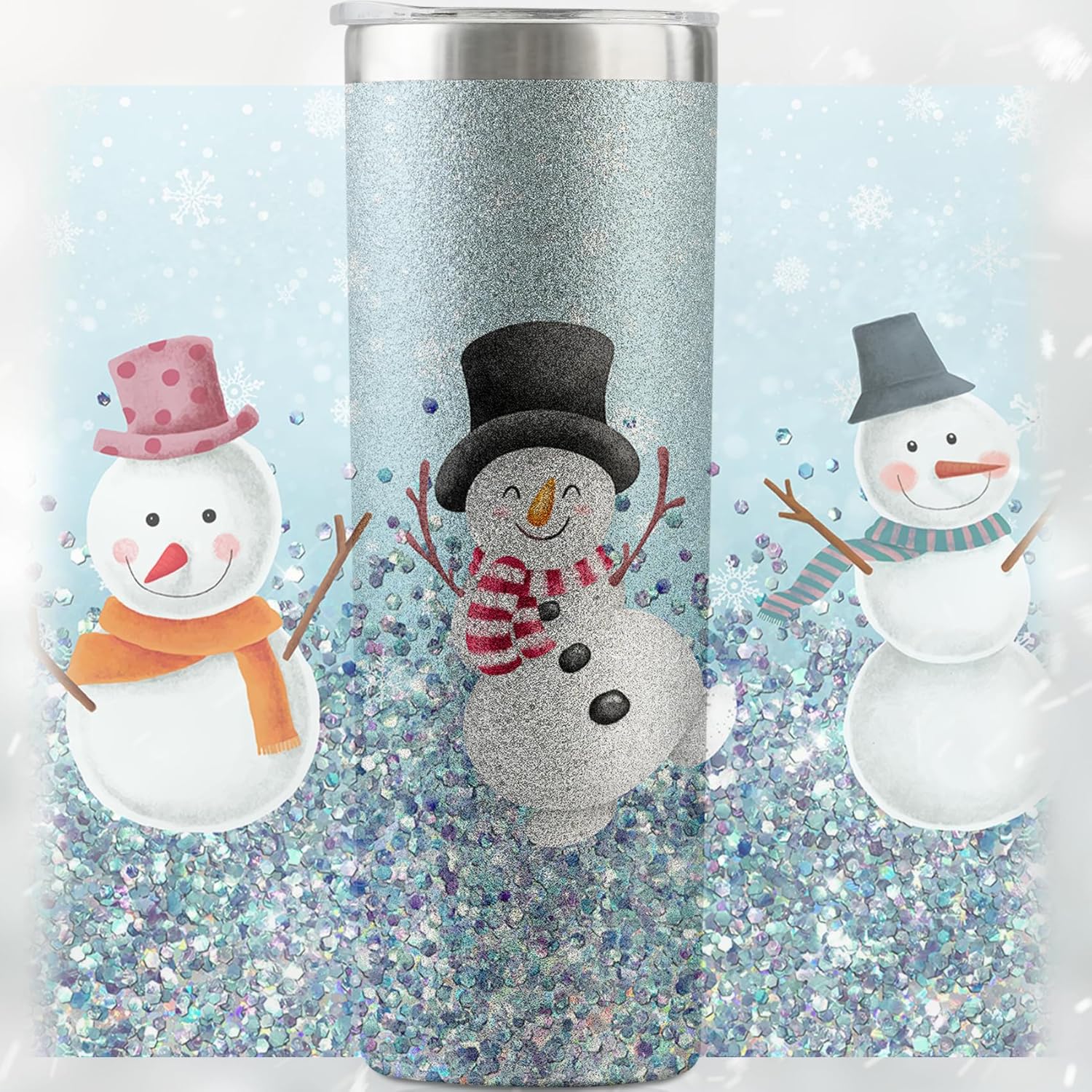 Onebttl Regalos de muñeco de nieve para mujeres, vaso único de muñeco de nieve para amantes de los muñecos de nieve, vaso delgado de acero