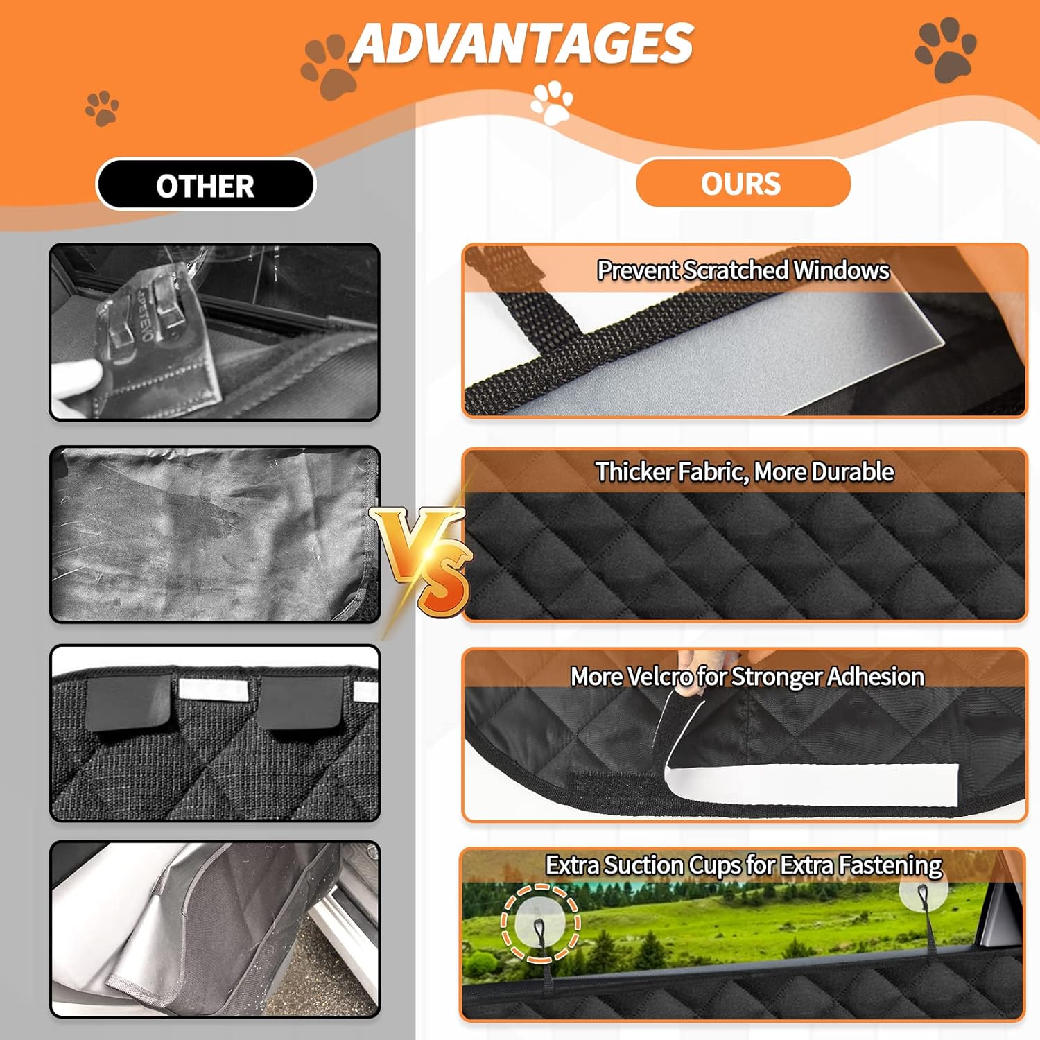 SuplutuX Protector de puerta de automóvil contra arañazos de perros, 2 protectores de puerta de vehículo para perros, cubierta de puerta de