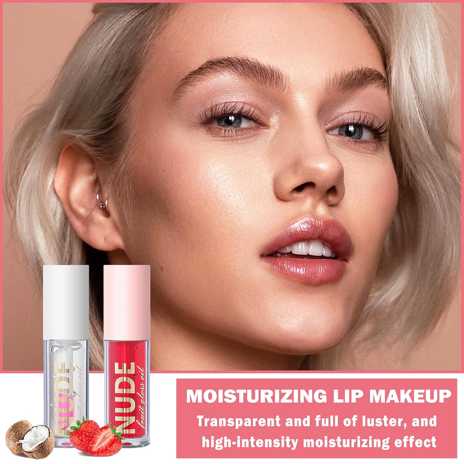 AWCCXMYM 2 unidades de aceite de labios transparente, brillo labial, bálsamo labial, cuidado de labios, transparente, iluminar, larga duración,