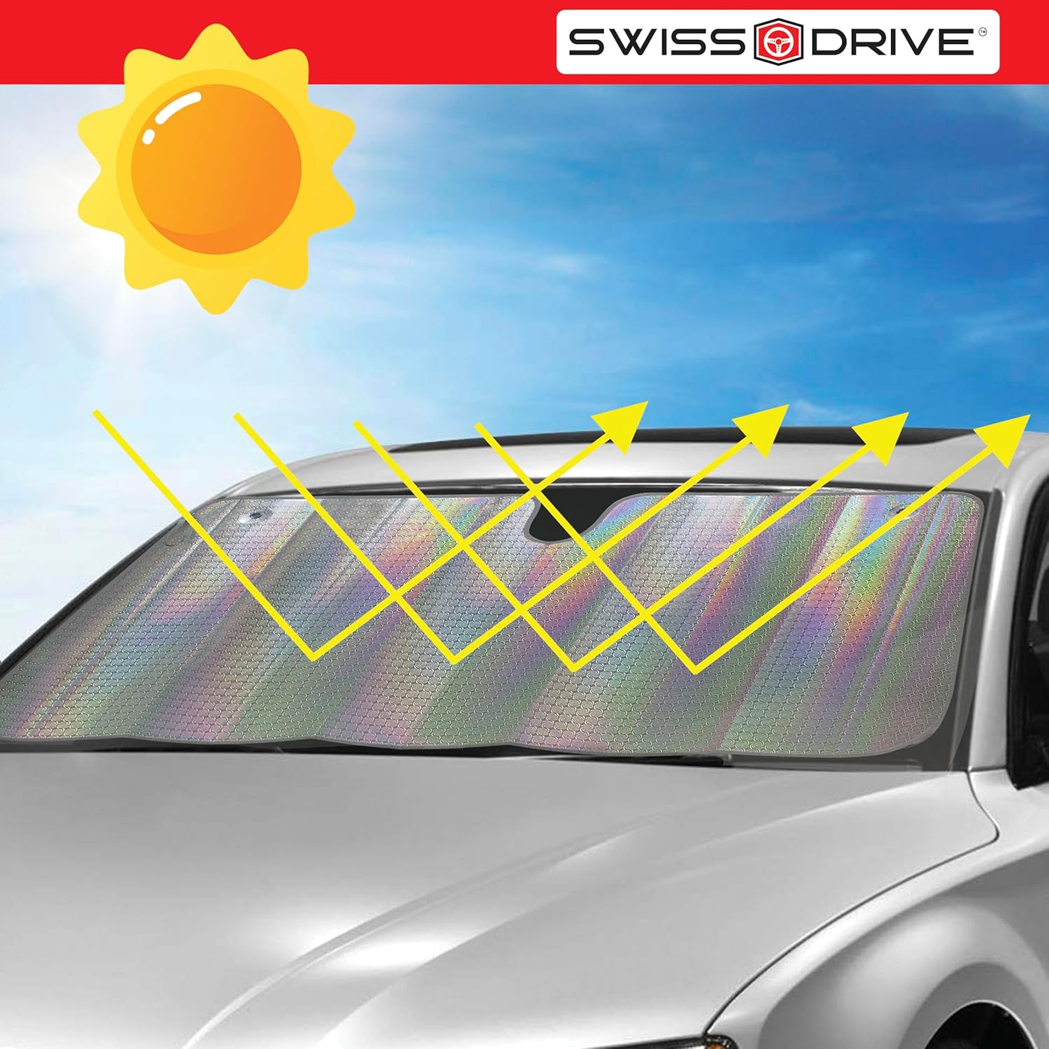 CAR+ Parasol grande delantero de ajuste universal para automóvil (medidas 57 x 23 pulgadas)