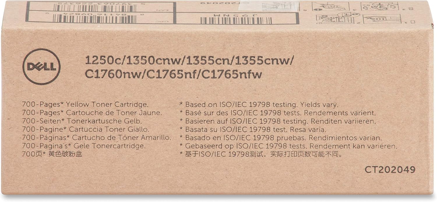 DELL J95NM SY 700-page cartucho de tóner para Dell 1250C1350cnw1355cn1355cnwC1760nwC1765nfC1765nfw, Amarillo