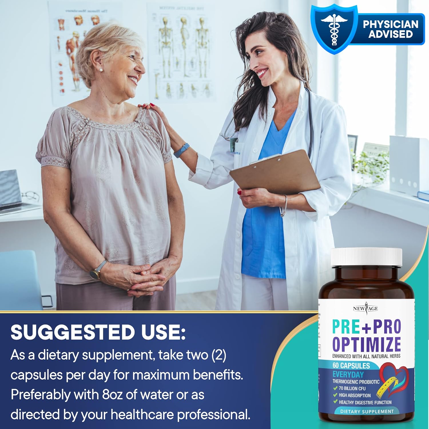 Probióticos Pro Optimize para mujeres, menopausia, 70 mil millones de UFC, salud digestiva, alivio para la hinchazón, sofocos, apoyo articular,