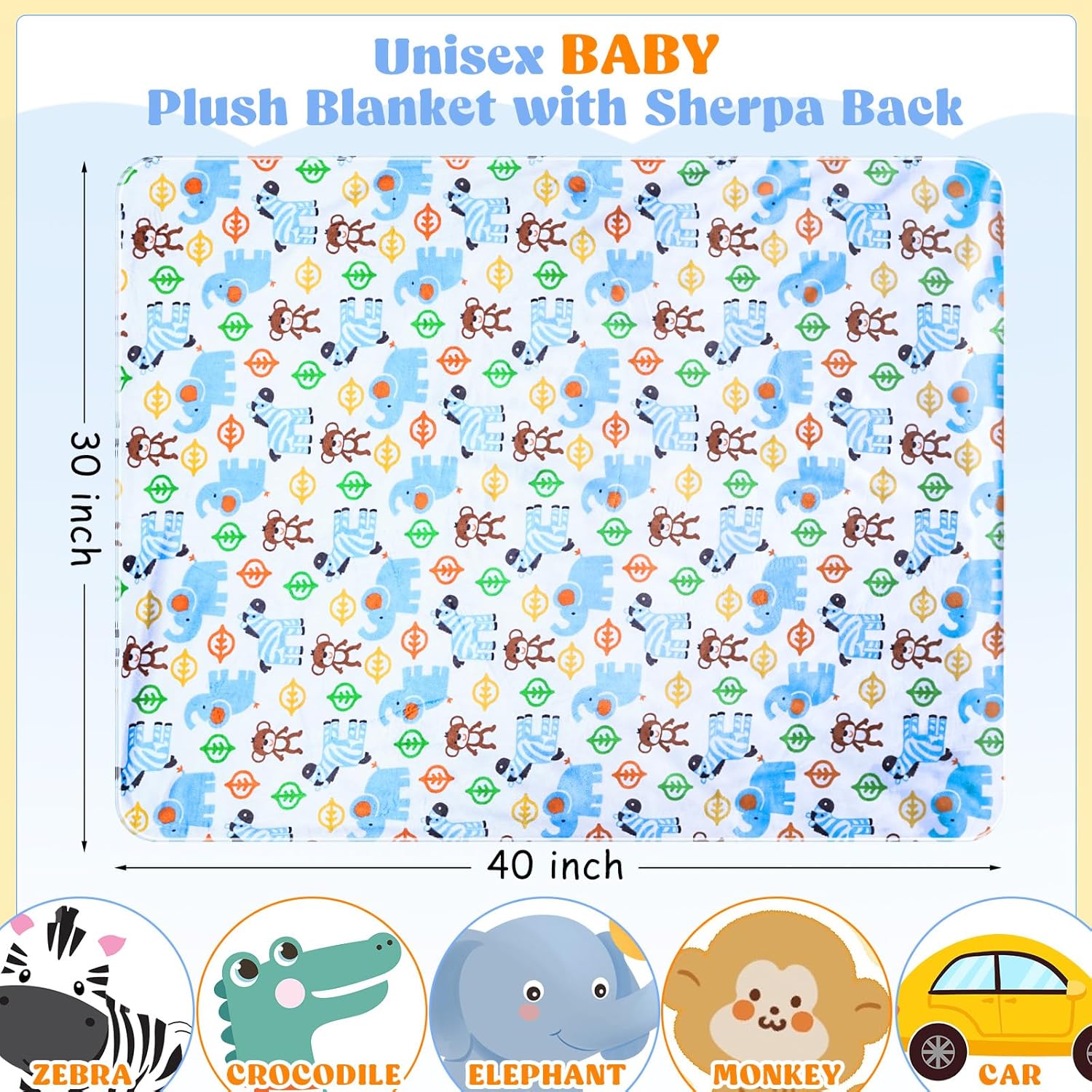 Buryeah 3 mantas de bebé unisex de felpa con parte trasera de sherpa de 30 x 40 pulgadas, manta de visón y sherpa para cuna de bebé, manta suave de
