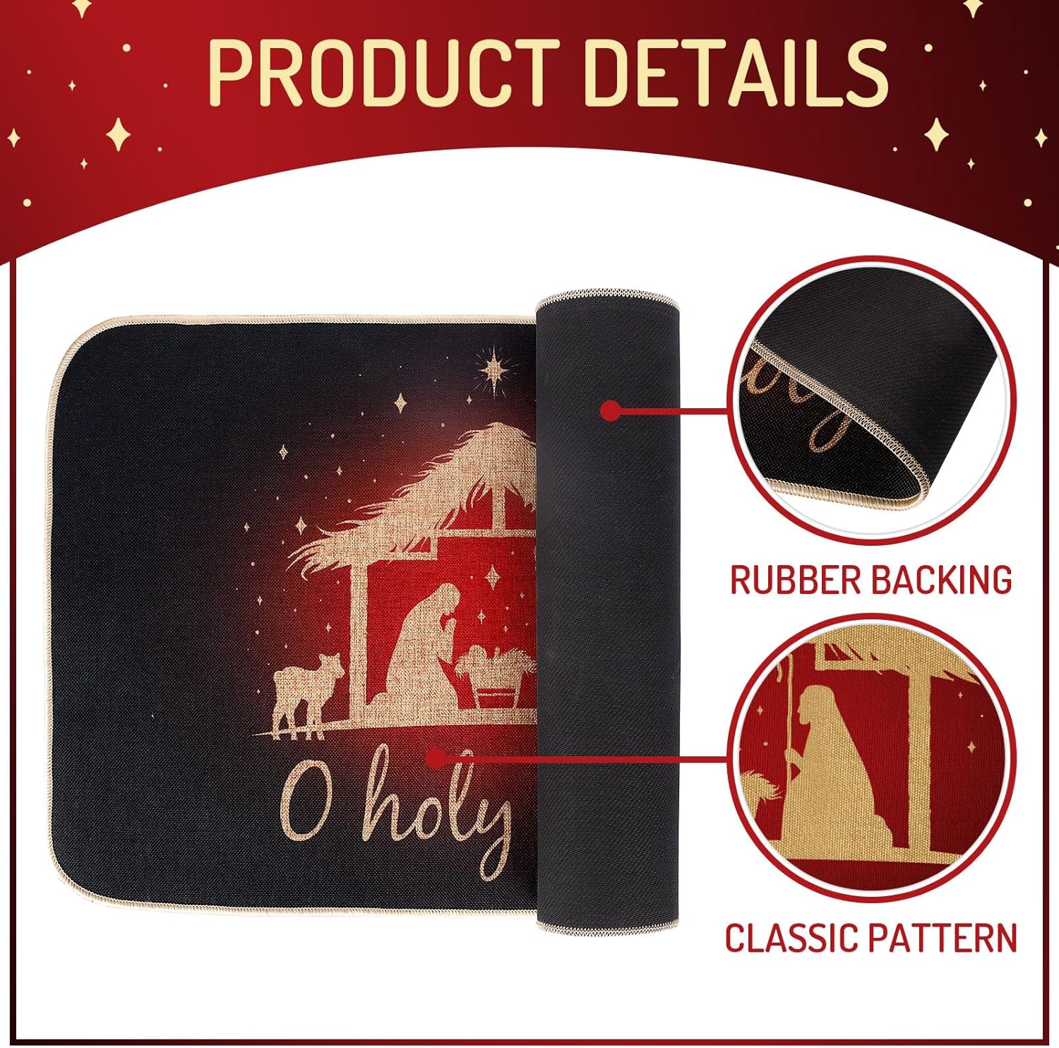 AnyDesign – Felpudo de Navidad para puerta delantera, para Navidad, invierno, vacaciones, decorativo, antideslizante, rectangular, tapete para