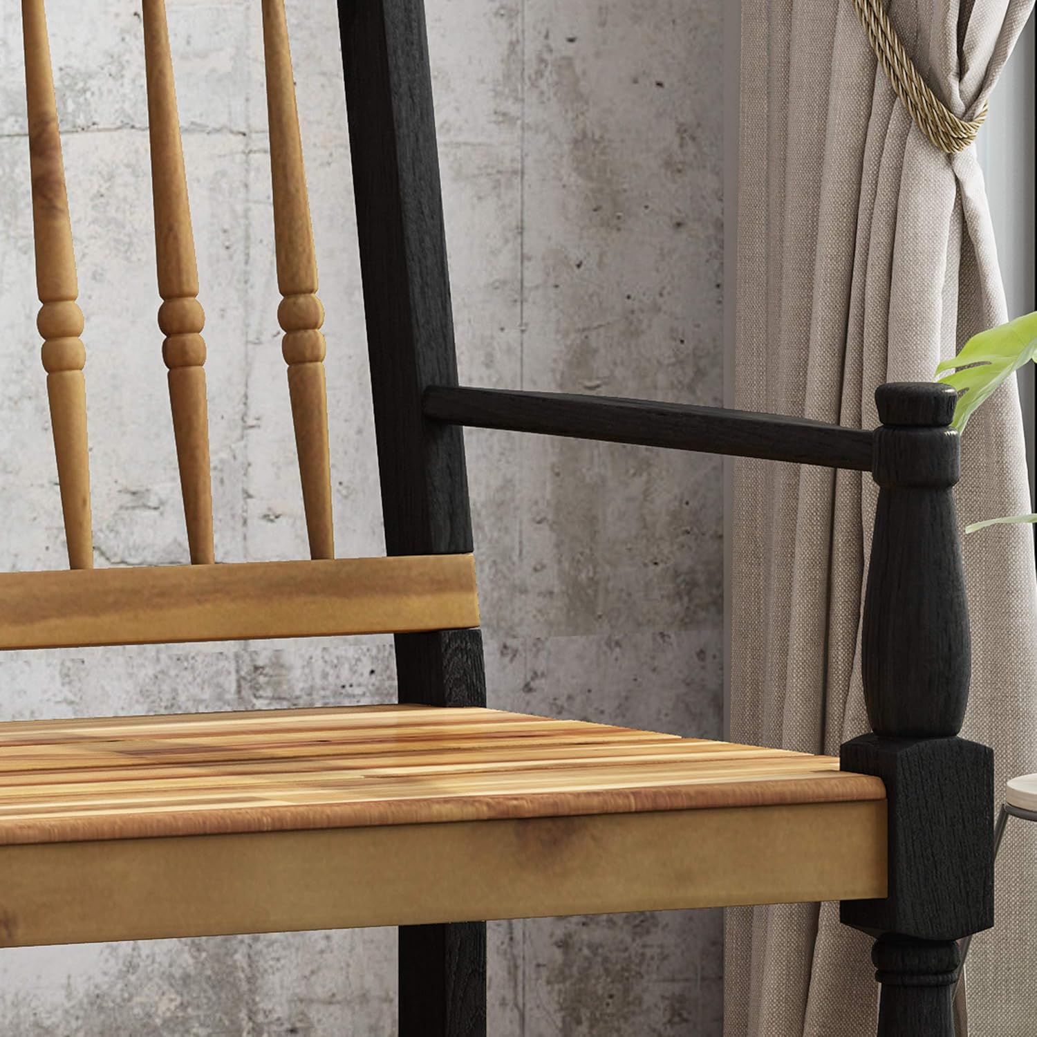 Christopher Knight Home Eddie – Banco de madera de acacia para interiores con estante, acabado de teca y negro