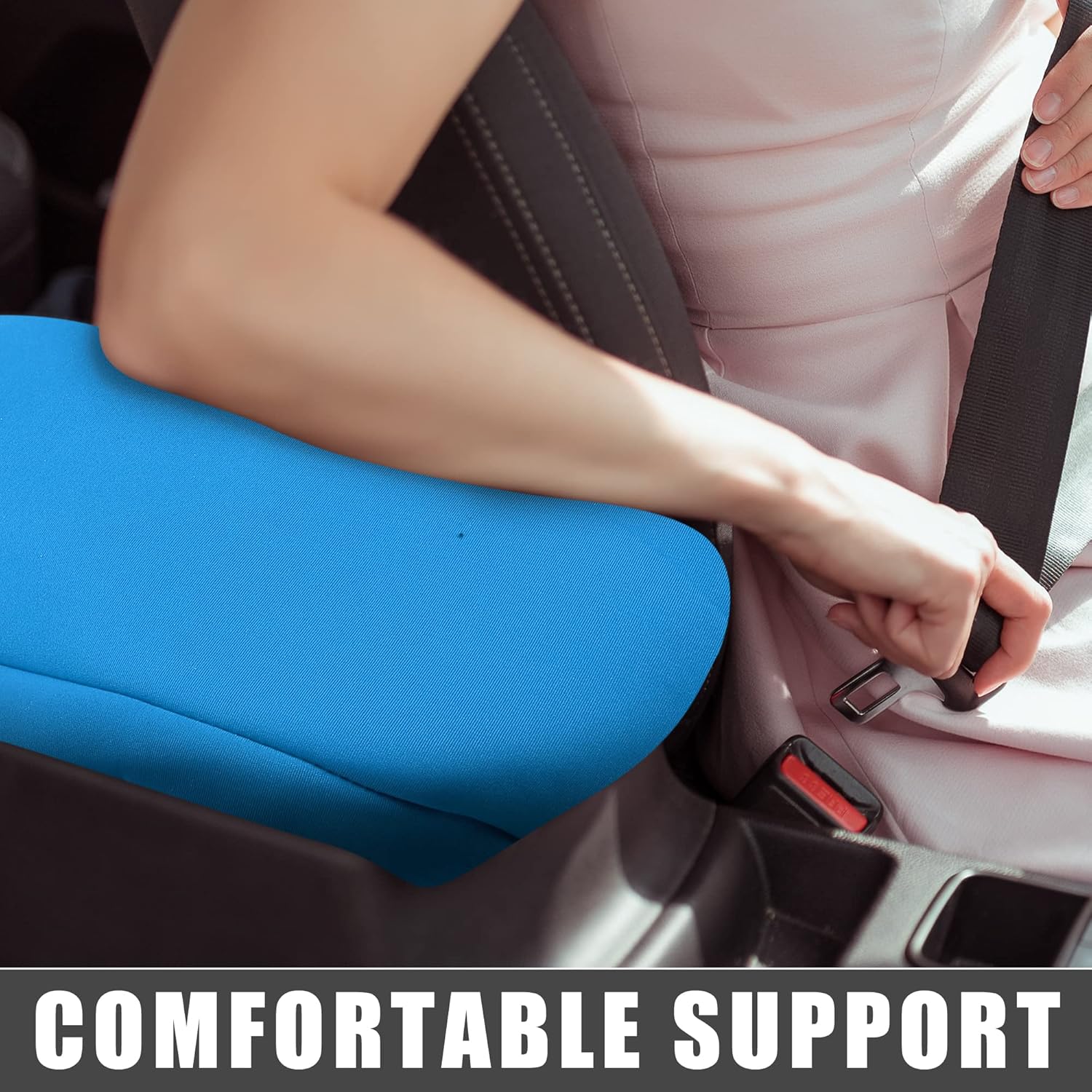Almohadilla de consola central, impermeable, funda de asiento para reposabrazos azul para Dodge para Ram 1500 2500 3500 2013-2022