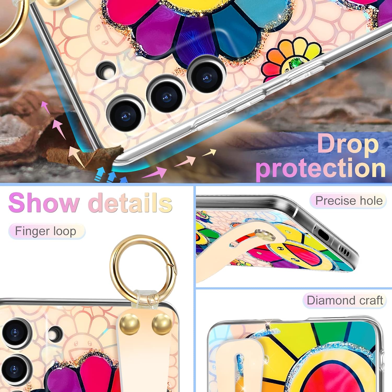 Trendy Fun – Funda para Samsung Galaxy S20 FE con correa para la muñeca para niñas y mujeres, diseño de cordón con diseño divertido Kawaii estético