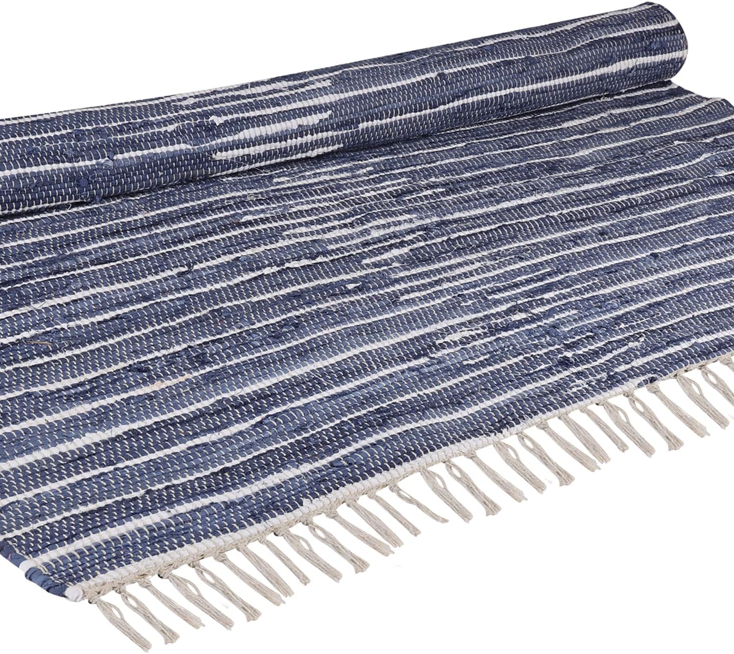 URVI Alfombra de trapo, tejida a mano, lavable, alfombra de entrada, alfombra para entrada frontal interior, cocina, dormitorio, comedor y baño
