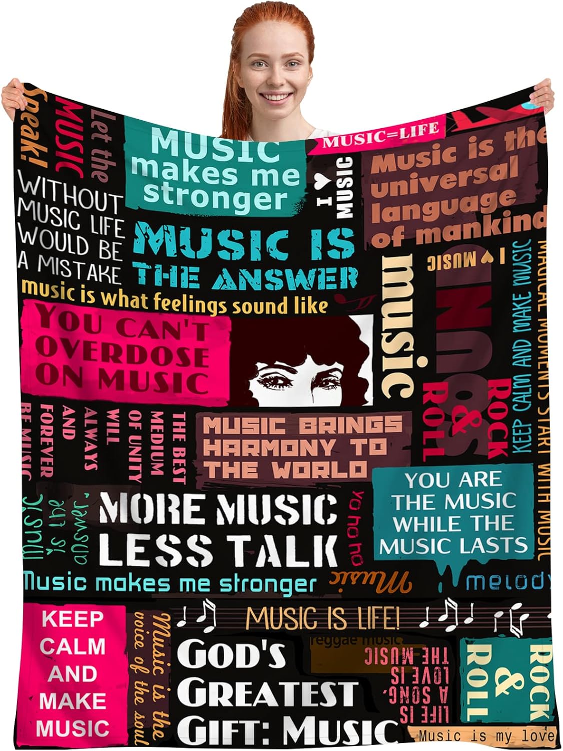 Manta musical, regalos de música para hombres, mujeres, amantes de la música, estudiantes, manta musical de regalo para guitarrista, baterista,