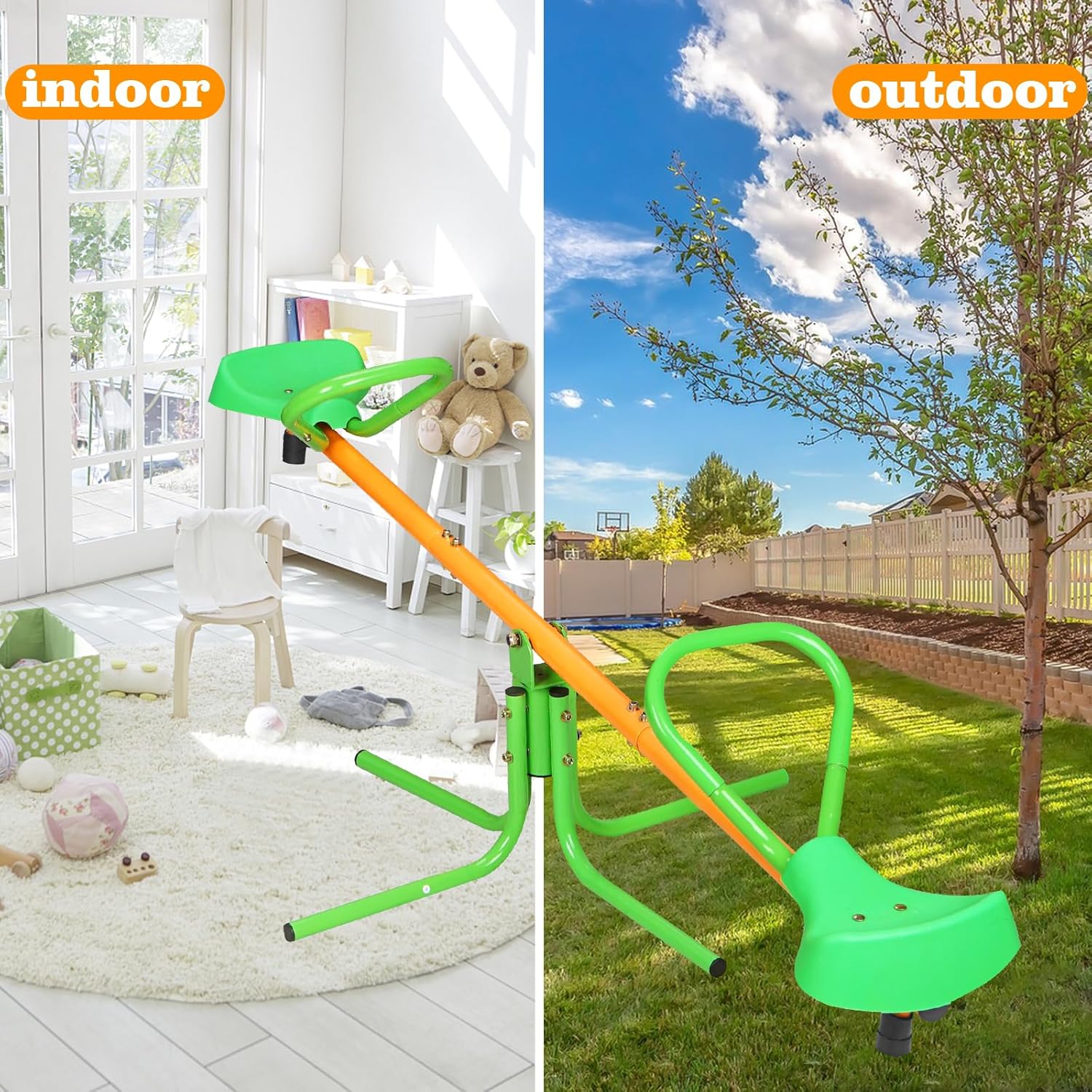 Balancín para niños, balancín giratorio de 360 grados, equipo de juego al aire libre para niños, tambor de metal para parque infantil y patio trasero