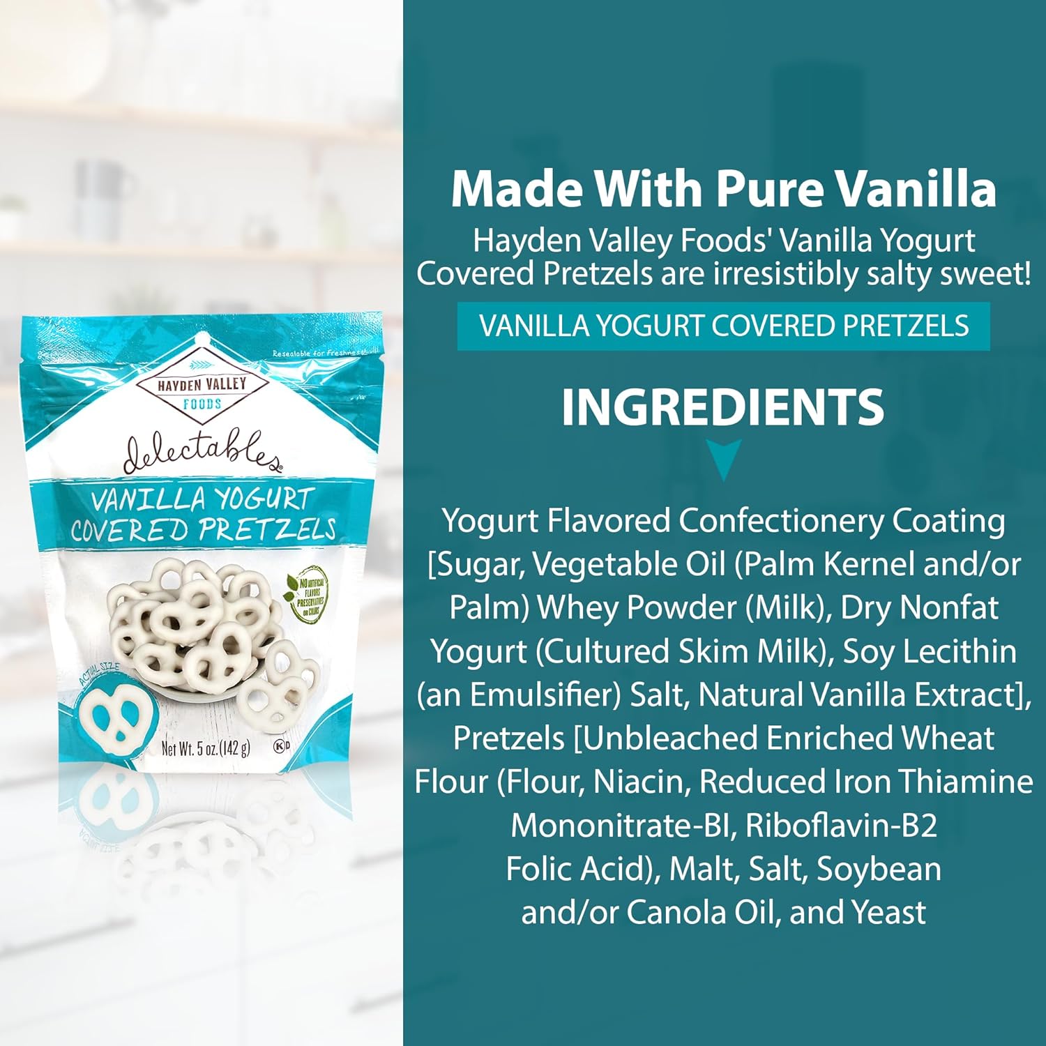 Hayden Valley Foods Paquete variado de pretzel cubierto de yogur, bolsas resellables de 5 onzas, paquete de 12 unidades, frambuesa, arándano y