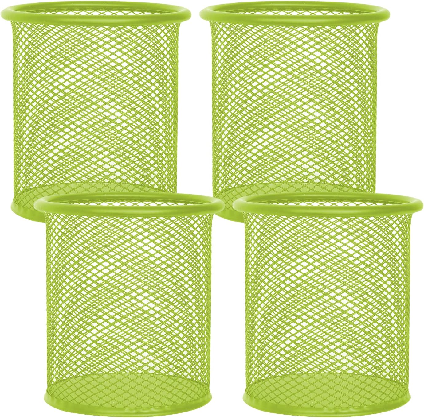 UNIYO Portalápices de malla – 4 bolígrafos de metal organizan vasos para lápices (verde)