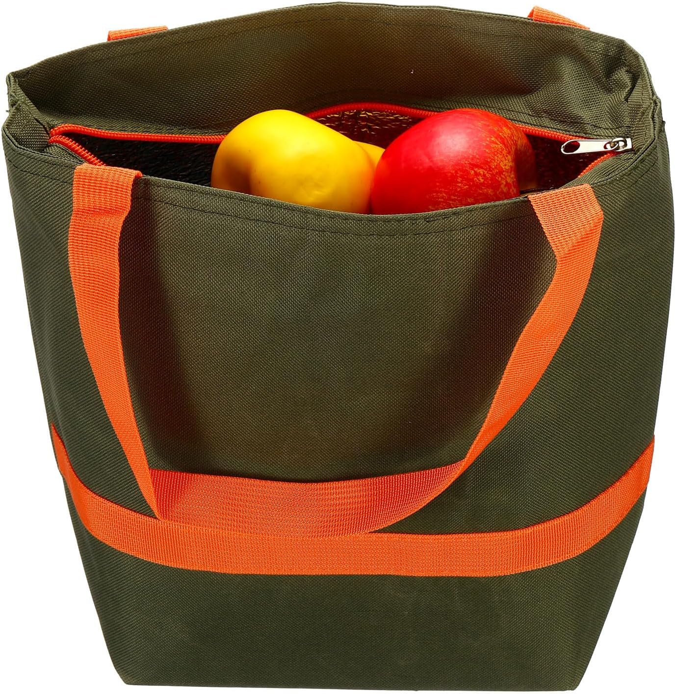PATIKIL Lonchera para mujereshombres, bolsa térmica térmica reutilizable de 11 x 5.5 x 8.3 pulgadas para el trabajo, picnic al aire libre, verde