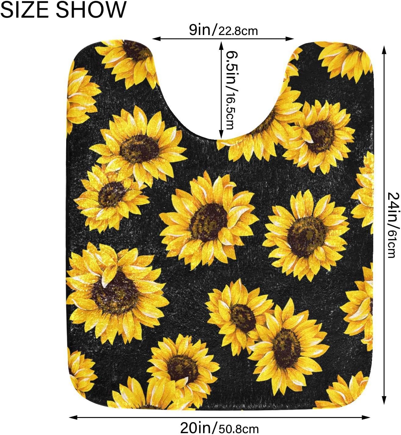 Alfombra de baño negra con girasoles, alfombra de baño suave, absorbente, alfombra de baño, alfombra de baño, alfombra de baño lavable,