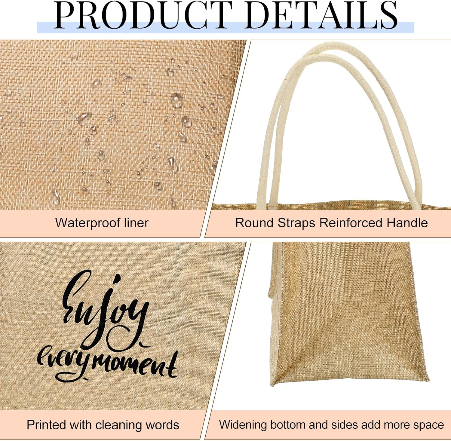 4 bolsas de regalo de agradecimiento para profesores para mujeres, bolsas de playa de yute con asas, reutilizables, impermeables, lindas bolsas de