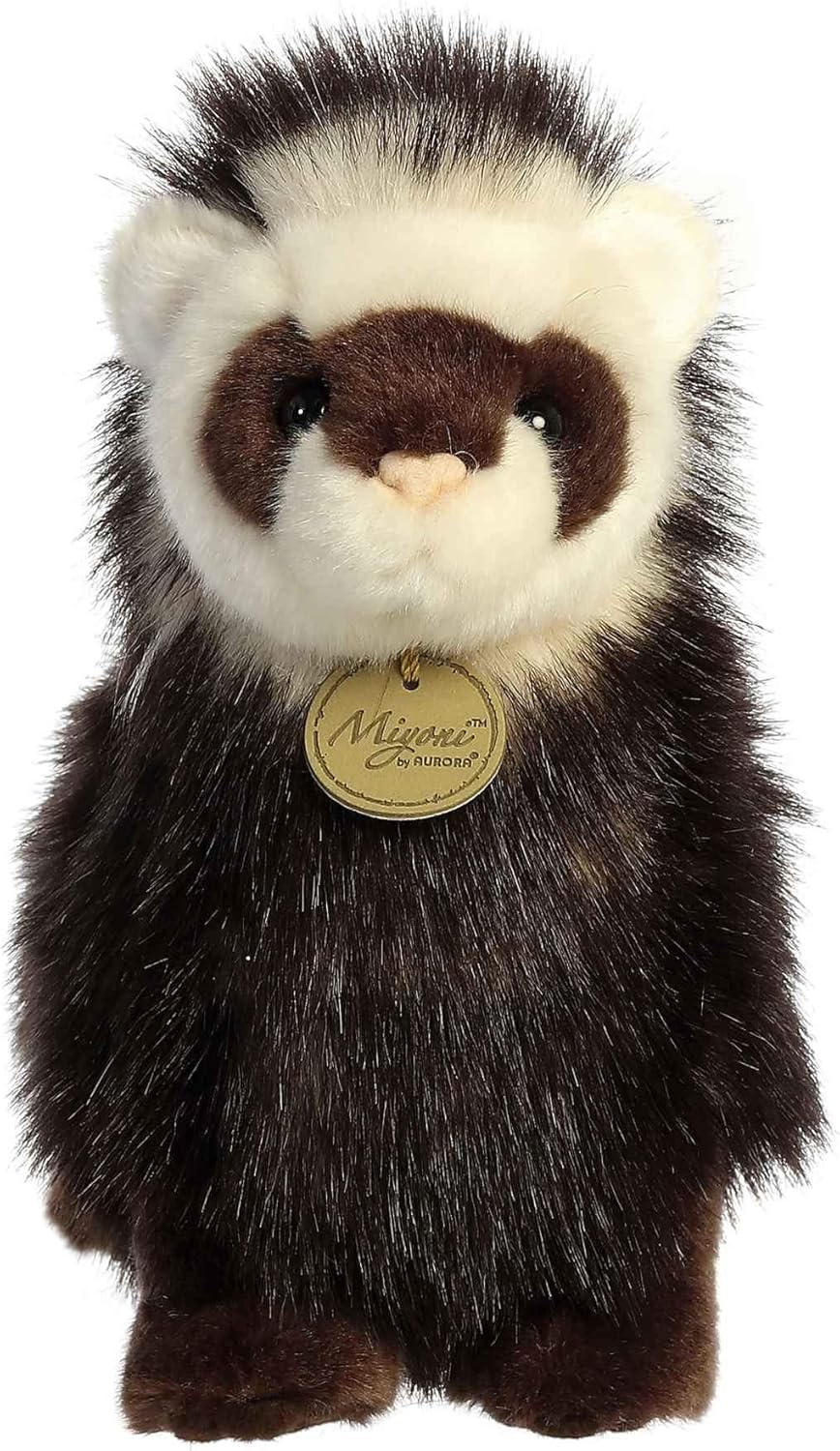 Aurora Adorable animal de peluche Miyoni Hurón – Detalle realista – Compañerismo apreciado – Marrón 10 pulgadas