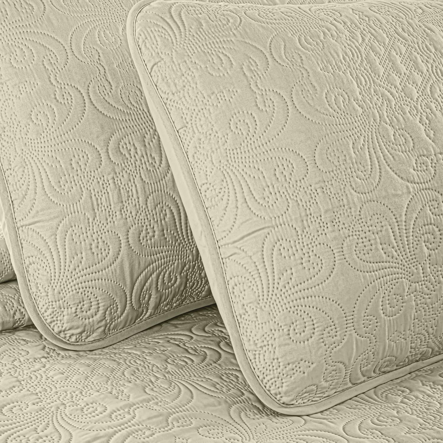 Chezmoi Collection Luca – Juego de edredón tamaño Queen de 3 piezas, color beige, suave, ligero, de verano, tamaño Queen, de 100 x 106 pulgadas,