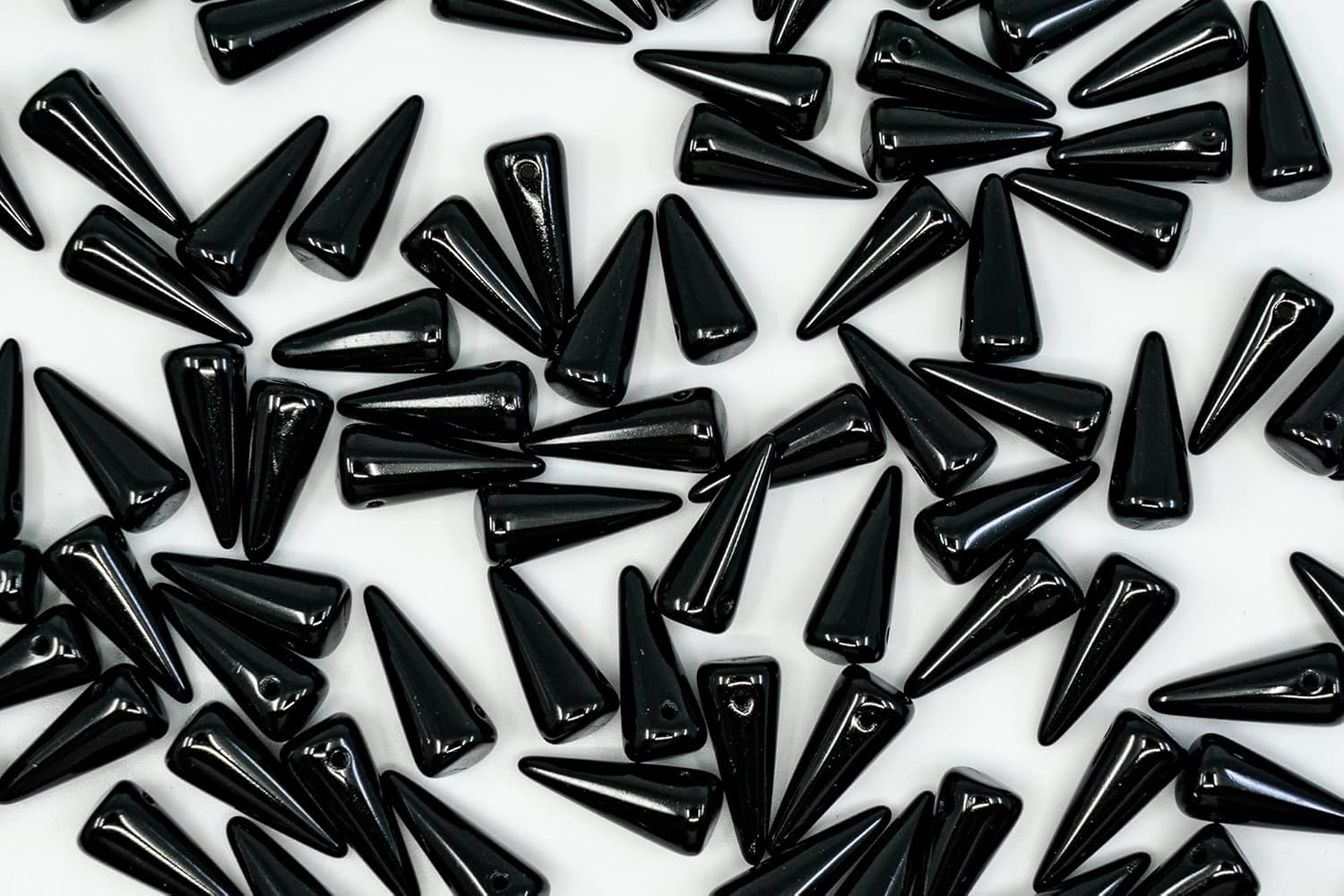 Más de 35 cuentas de vidrio con punta grande (0.88 oz), cuentas checas prensadas con 1 agujero con fondo plano, negro azabache 23980, 0.276 x 0.669