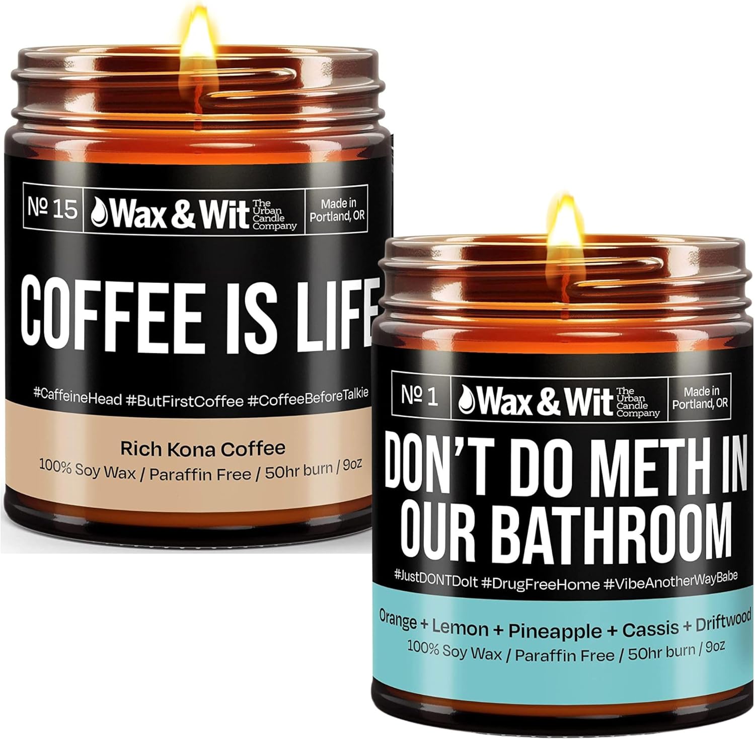 Vela de café, vela de soja Dont Do Meth, regalo de vela de soja para mujeres y hombres, vela humorística de cera de soja, ideal para inauguración de