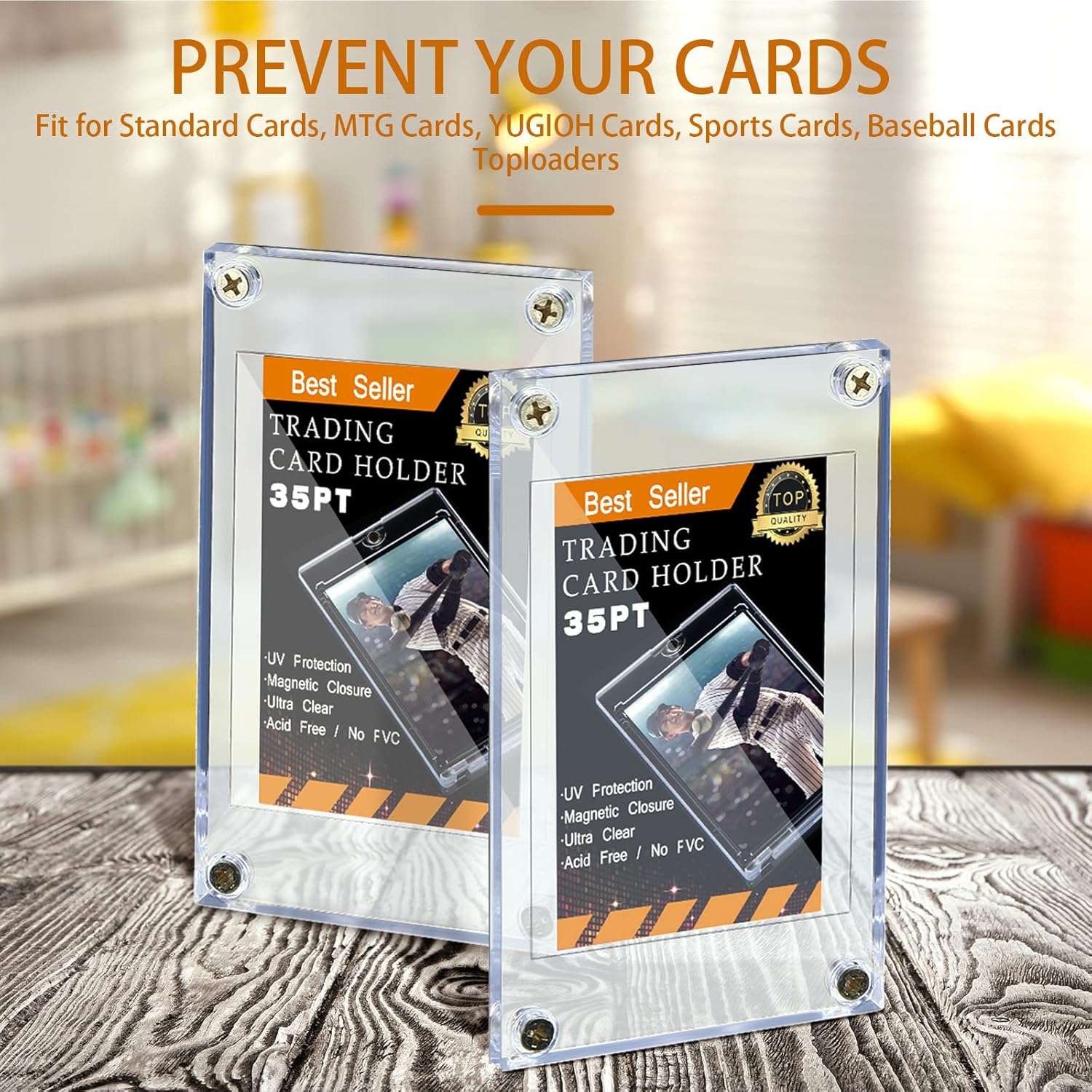Protector de tarjeta acrílico con tornillo, protector de tarjeta de béisbol de 35 PT, protectores transparentes para tarjetas de béisbol, fútbol,