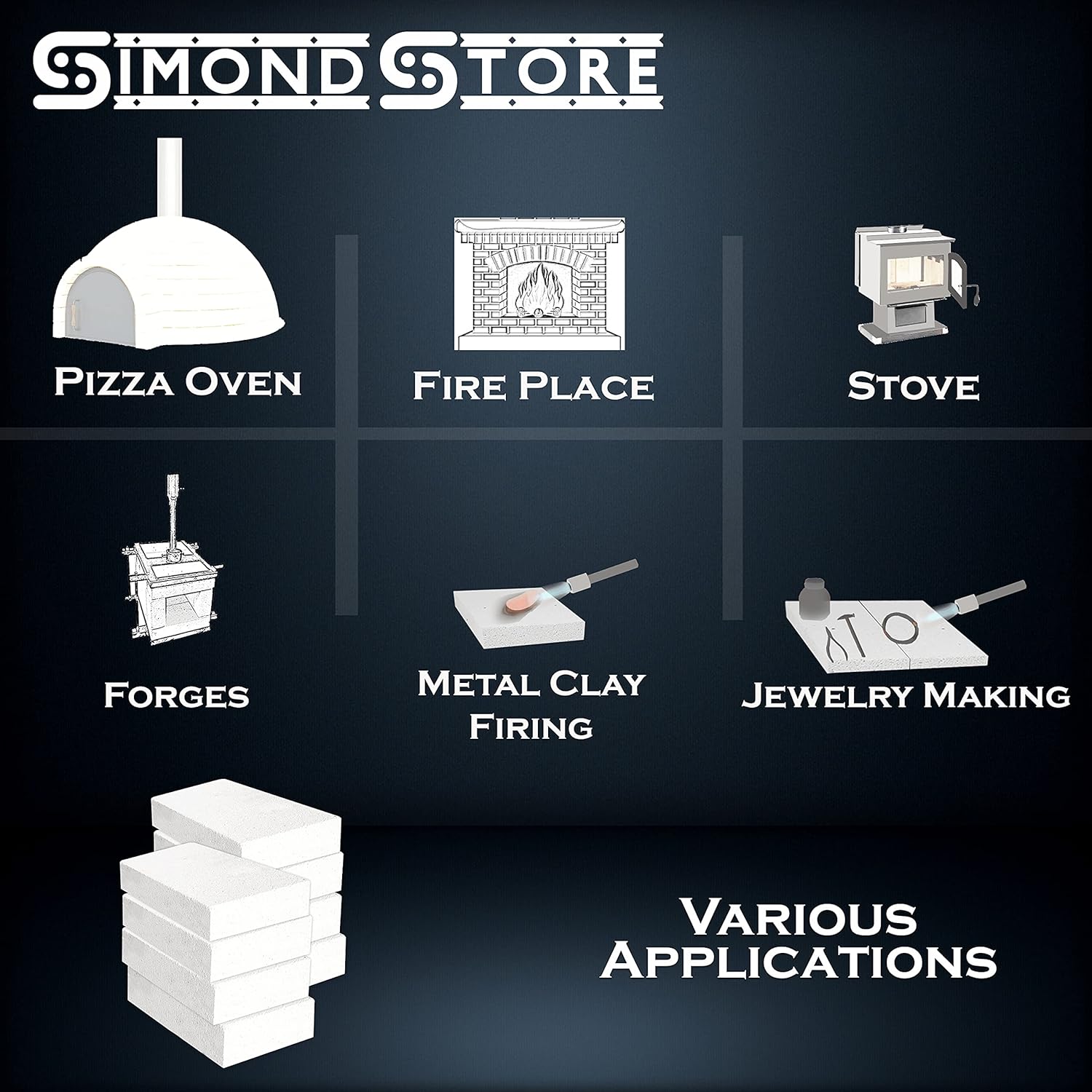 SIMOND STORE Ladrillos de fuego aislantes para forja, 1.75 x 4.5 x 9 pulgadas, paquete de 8 ladrillos de fuego suaves para horno, estufa de leña,