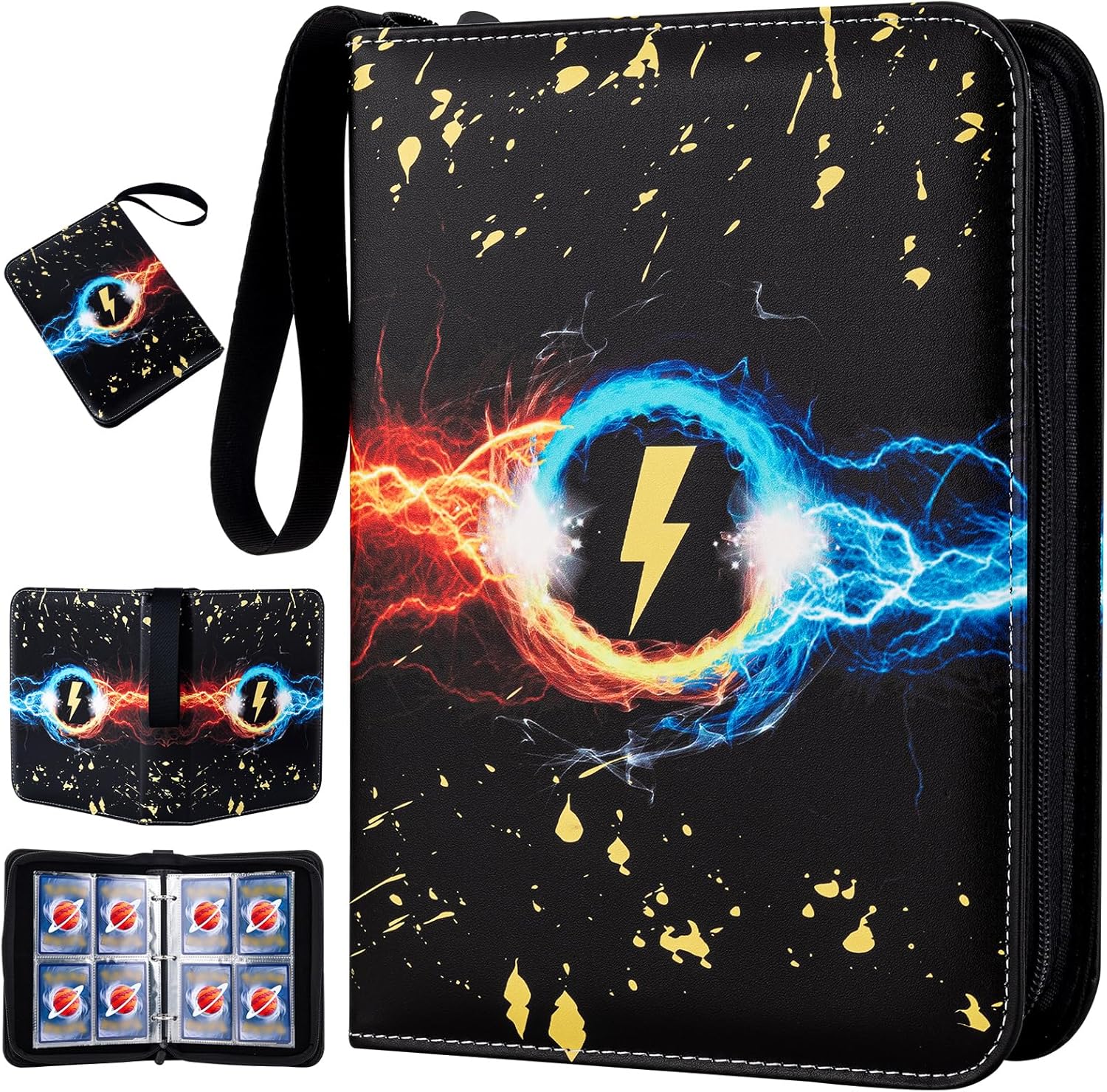Jravkfi Carpeta de tarjetas de 4 bolsillos, 400 bolsillos con 50 fundas extraíbles para tarjetas de tamaño estándar, carpeta de tarjetas