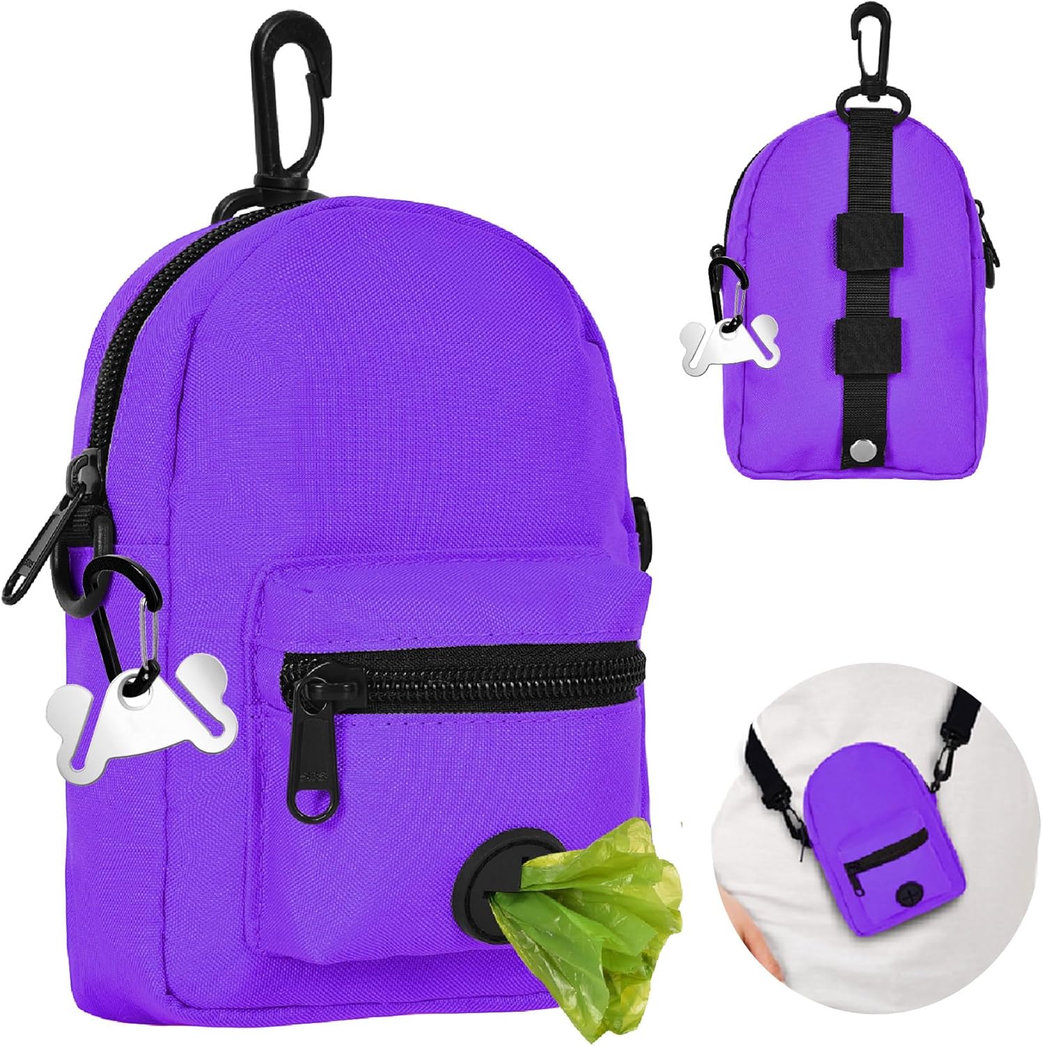 Dispensador de bolsas para excrementos de perro, dispensador de bolsas de residuos, bolsas delanteras traseras para bolsas de basura de mascotas y