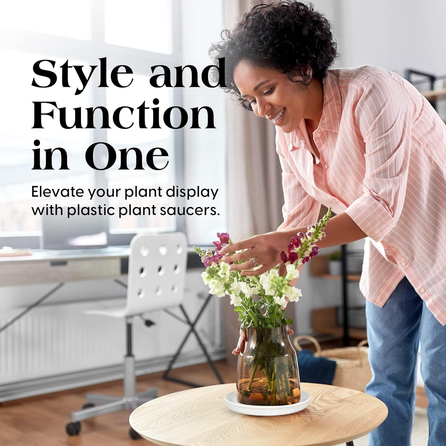 SLS SUPPLY FLORA – Platos duraderos para plantas, paquete de 6 pulgadas, platillo para macetas, elegantes platillos para interiores y exteriores,