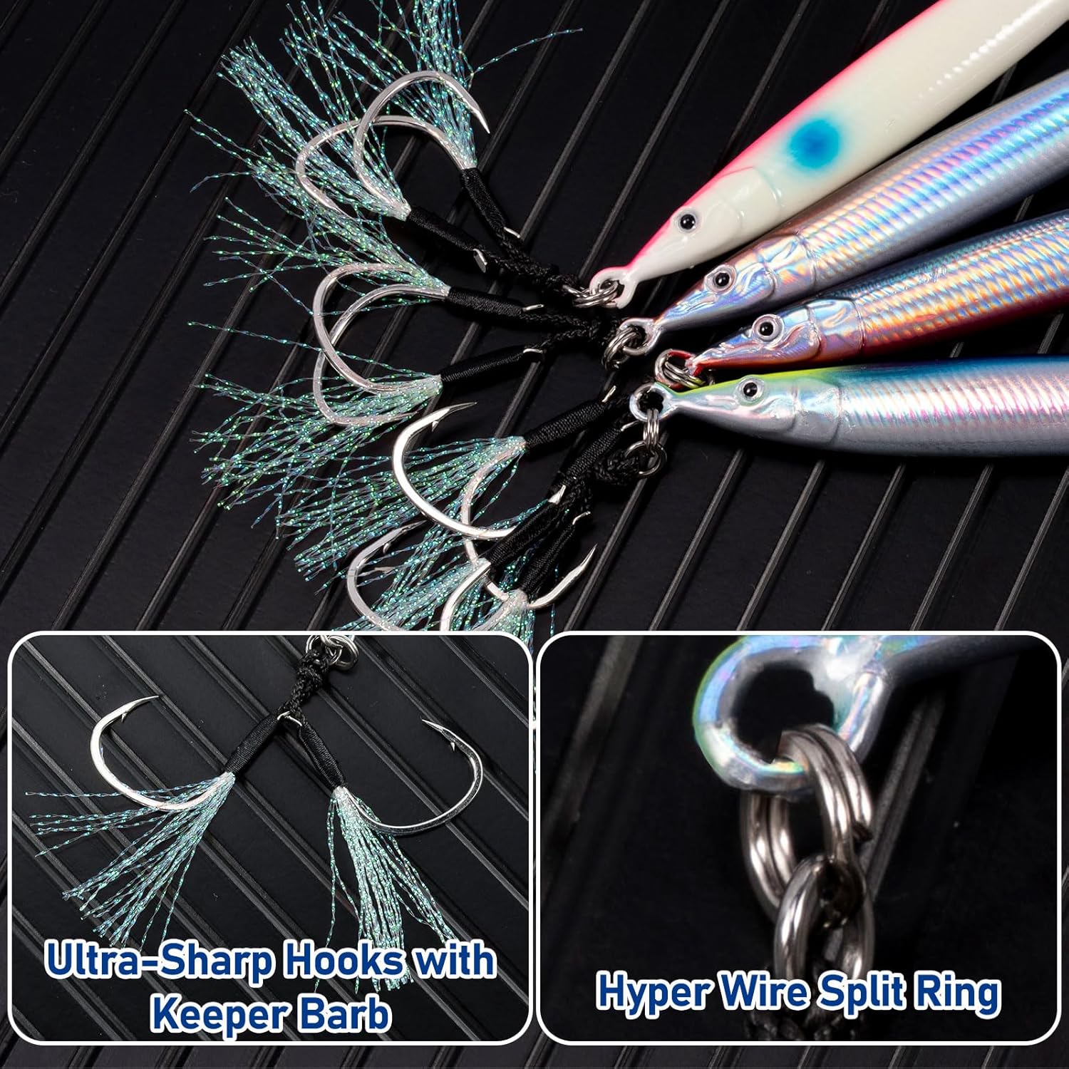 Dr.Fish Jigs verticales de agua salada Señuelos de jigging de velocidad de mar profundo Plantillas de hundimiento rápido Señuelos de pesca de agua