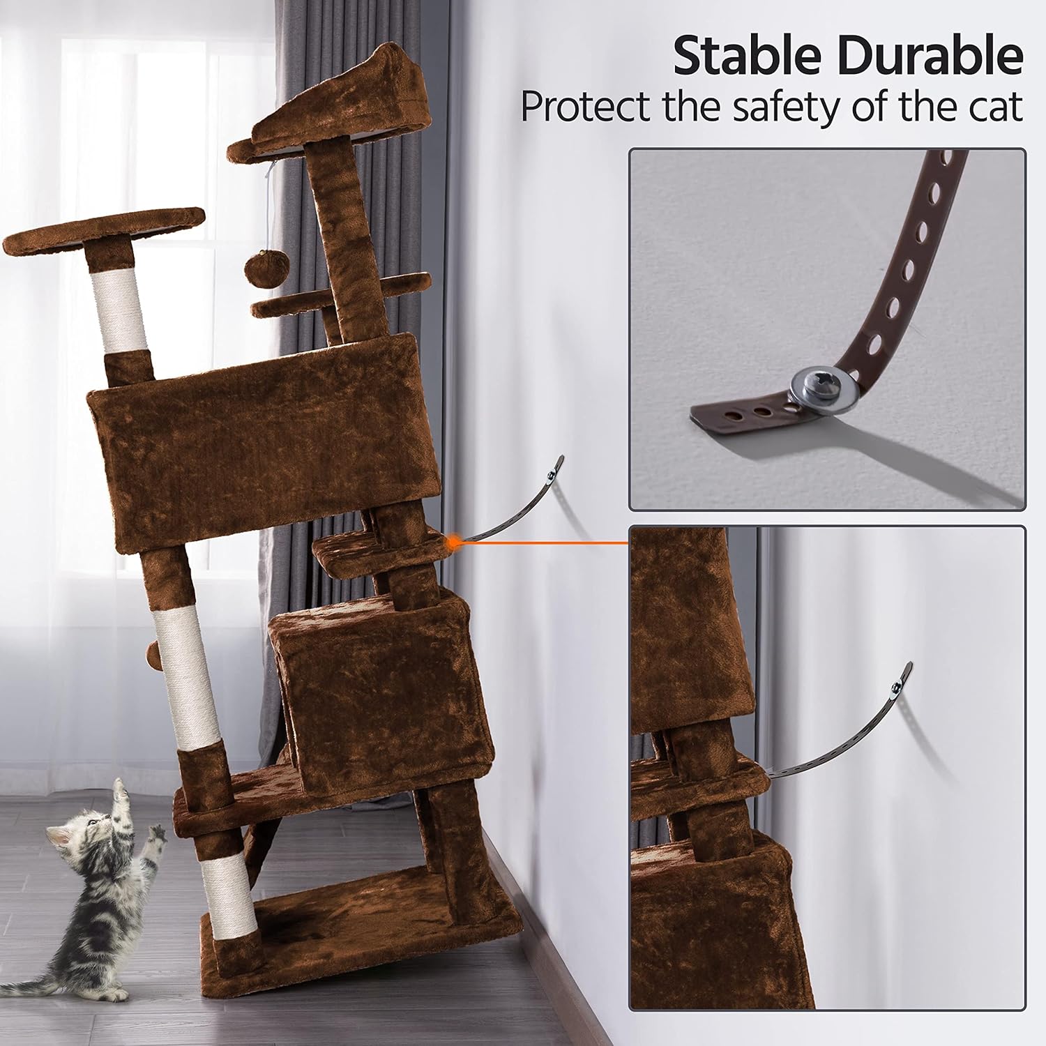 Yaheetech 51.2 pulgadas Mueble de árbol para gato Torre Muebles para que os gatos se rasquen